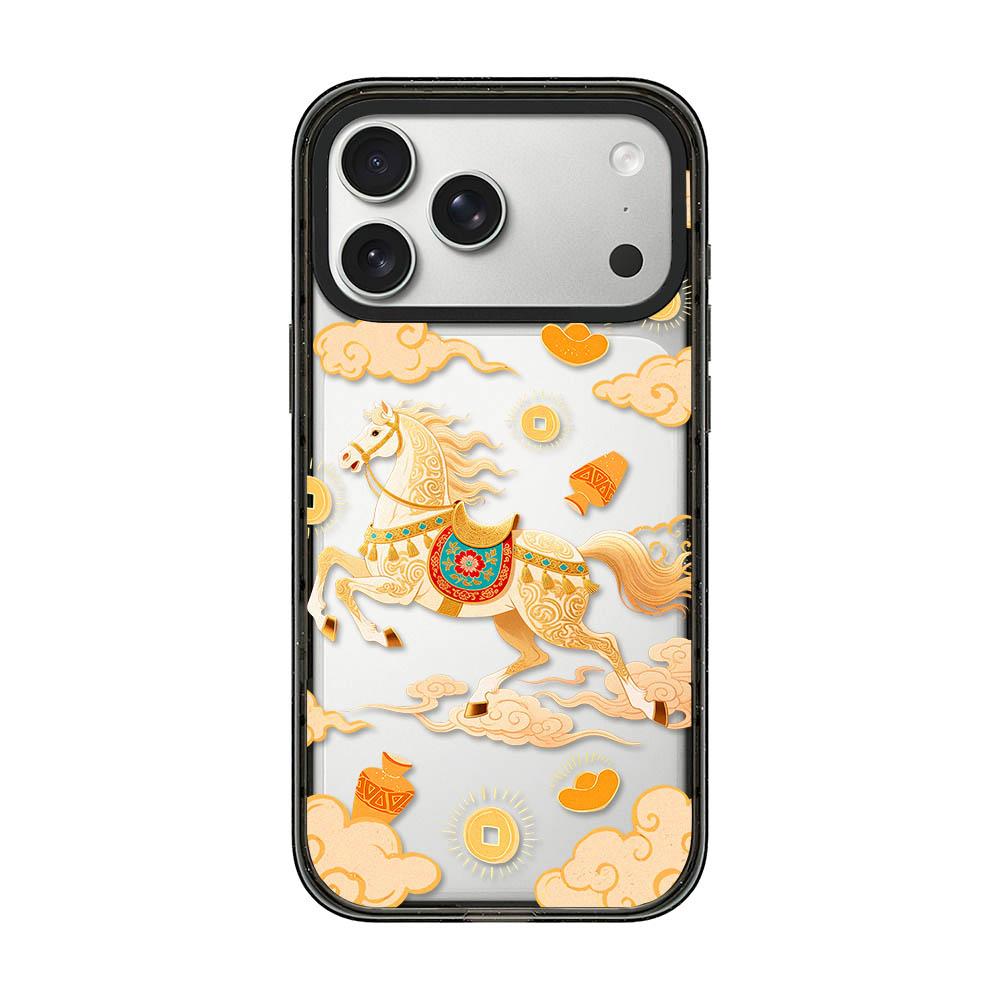 Compatible with iPhone 18 Pro & 17 Pro Chinese Style Horse Acrylic TPU Phone Case - Auspicious Clouds Golden Horse