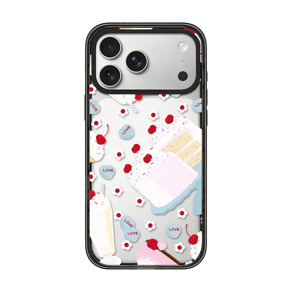 Compatible with iPhone 18 Pro & 17 Pro Cream Cake Pattern Acrylic TPU Phone Case - Cherry Cake