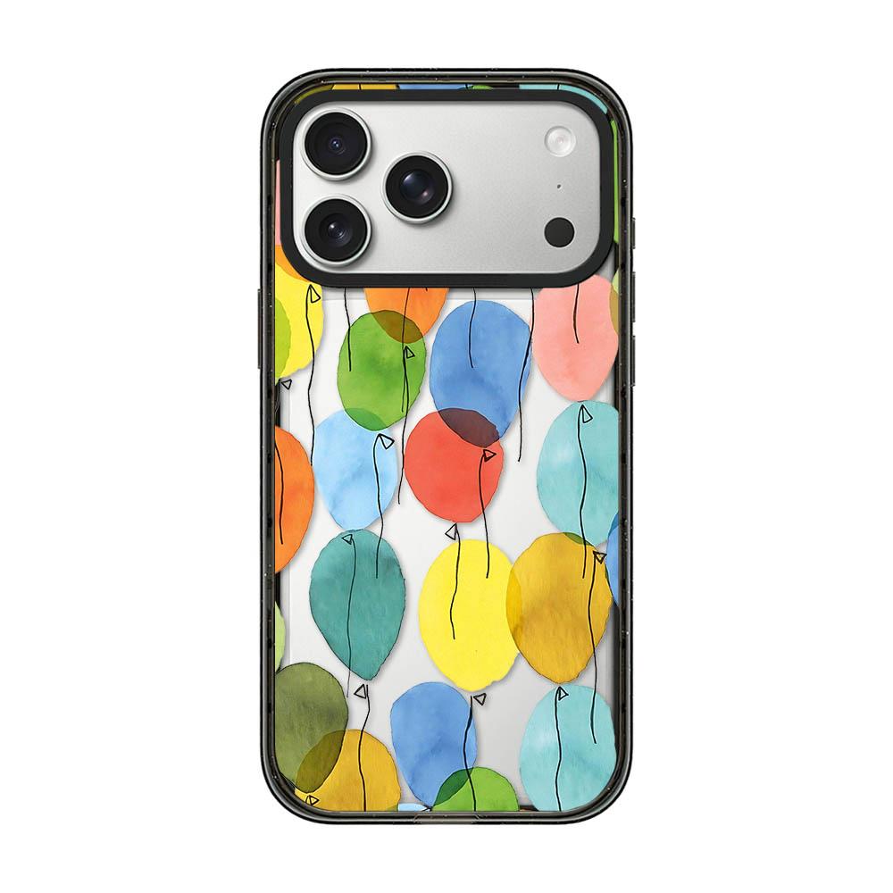 Compatible with iPhone 18 Pro & 17 Pro Colorful Balloon Pattern Transparent Acrylic TPU Phone Case - Watercolor Rainbow Balloons