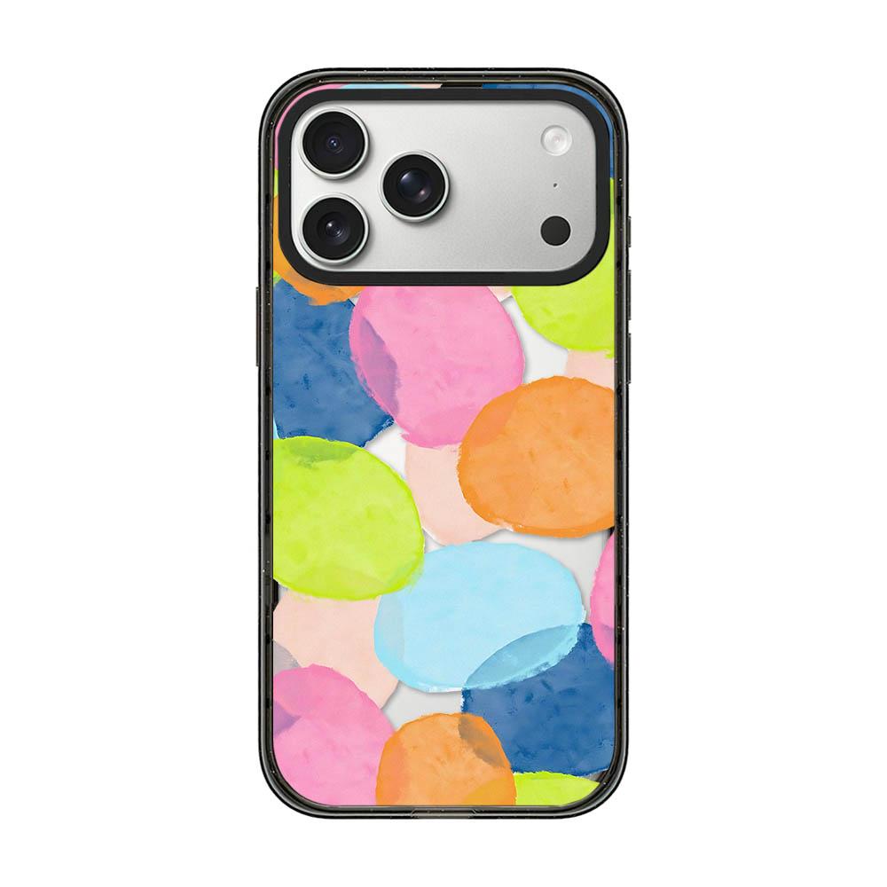 Compatible with iPhone 18 Pro & 17 Pro Colorful Balloon Pattern Transparent Acrylic TPU Phone Case - Macaron Watercolor Dots