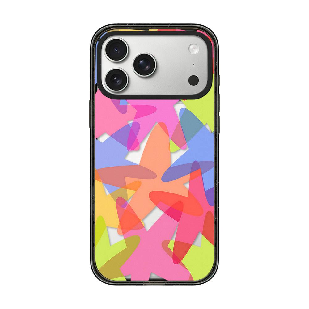 Compatible with iPhone 18 Pro & 17 Pro Colorful Balloon Pattern Transparent Acrylic TPU Phone Case - Gradient Rainbow Starfish