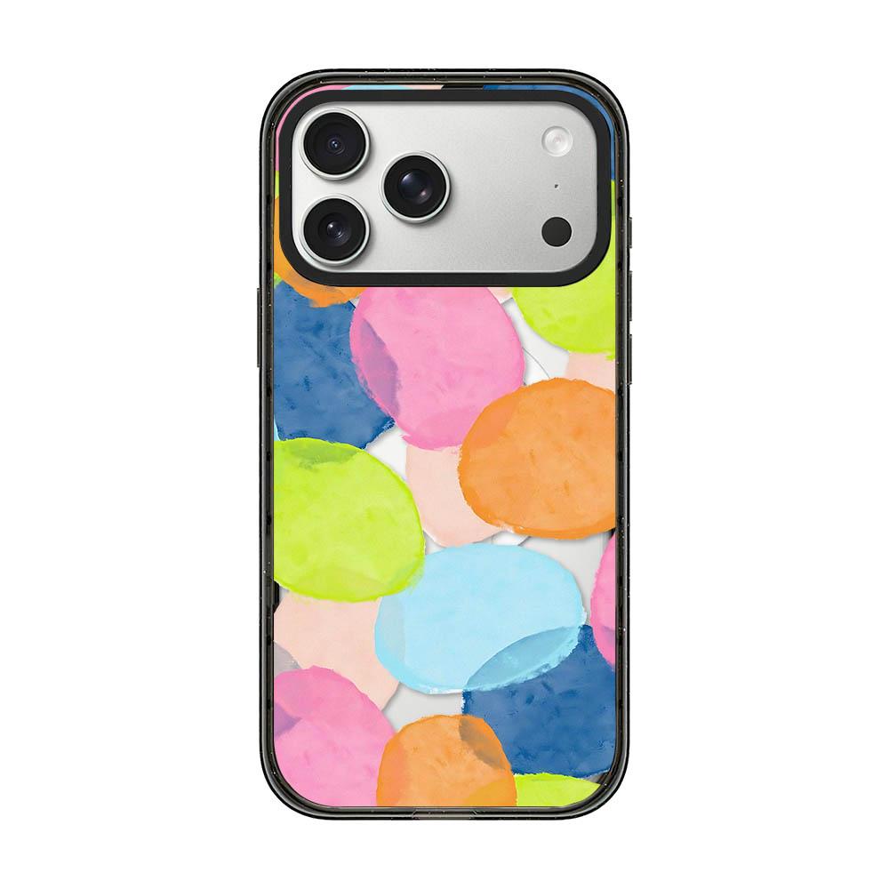 Compatible with iPhone 18 Pro & 17 Pro Colorful Balloon Pattern Transparent Magnetic Acrylic TPU Phone Case - Macaron Watercolor Dots