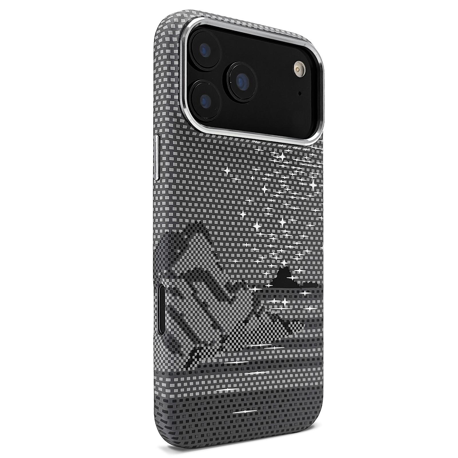 Compatible with iPhone 18 Pro & 17 Pro Kevlar Texture Water Sticker Magnetic Phone Case - Grey