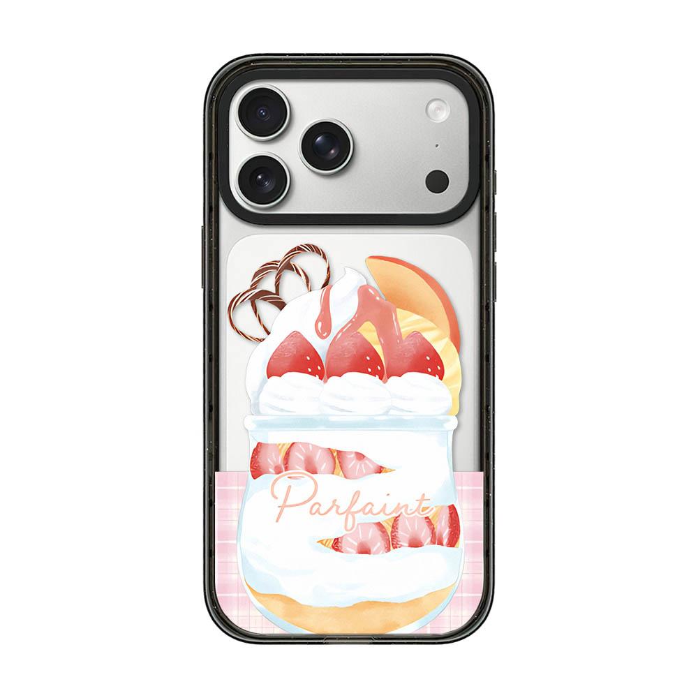 Compatible with iPhone 18 Pro & 17 Pro Matcha Latte Cake Pattern Acrylic TPU Phone Case - Strawberry Parfait Cup