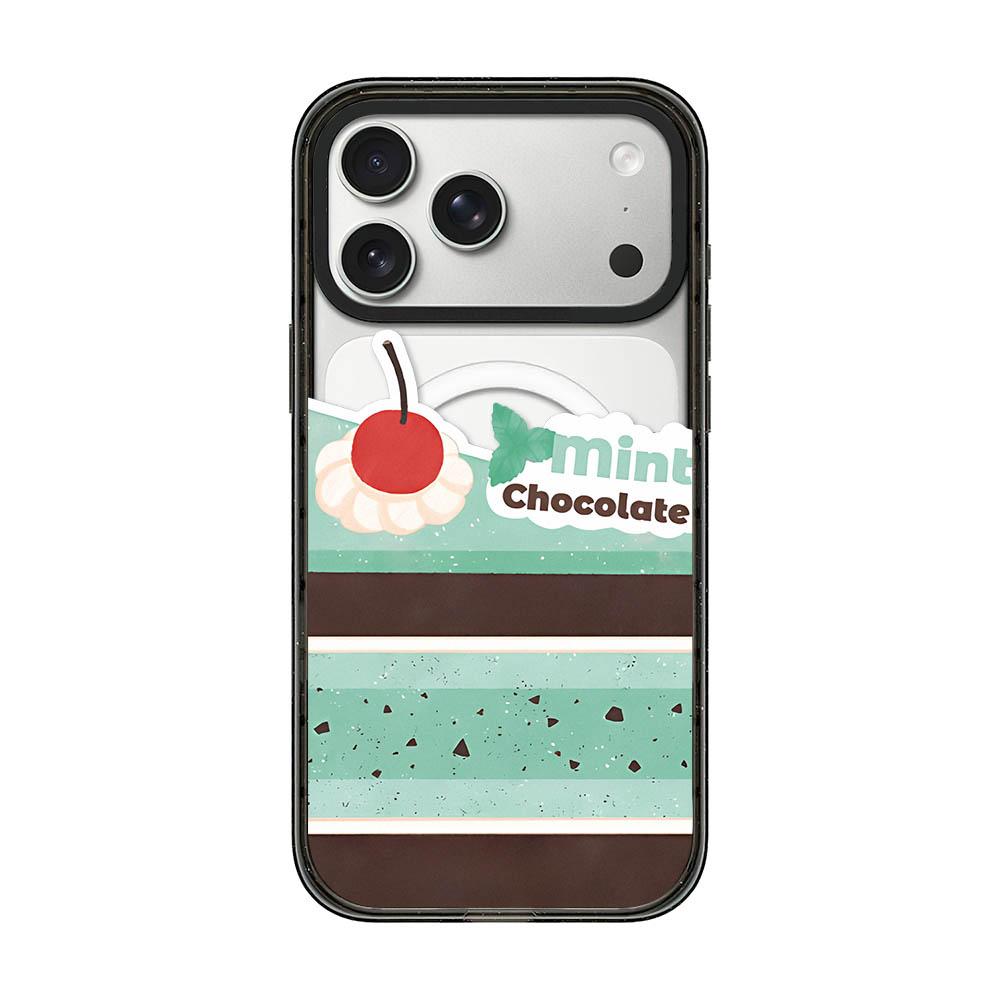 Compatible with iPhone 18 Pro & 17 Pro Matcha Latte Cake Pattern Magnetic Acrylic TPU Phone Case - Mint Chocolate Cake