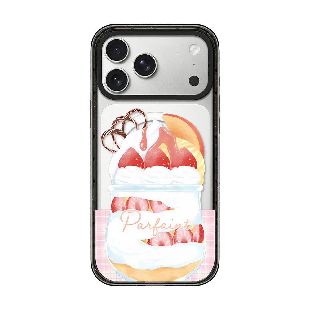 Compatible with iPhone 18 Pro & 17 Pro Matcha Latte Cake Pattern Magnetic Acrylic TPU Phone Case - Strawberry Parfait Cup