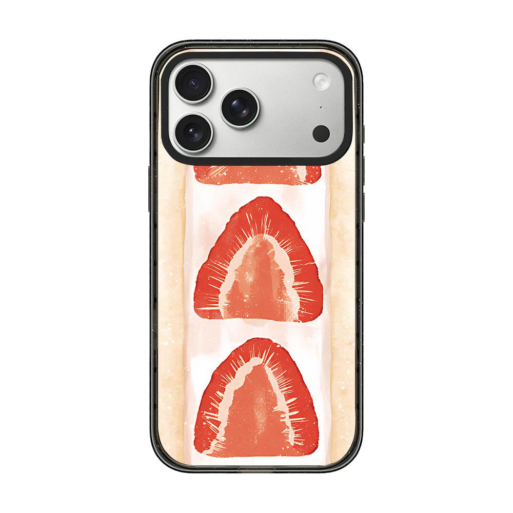 Compatible with iPhone 18 Pro & 17 Pro Matcha Latte Cake Pattern Magnetic Acrylic TPU Phone Case - Watercolor Strawberry Toast