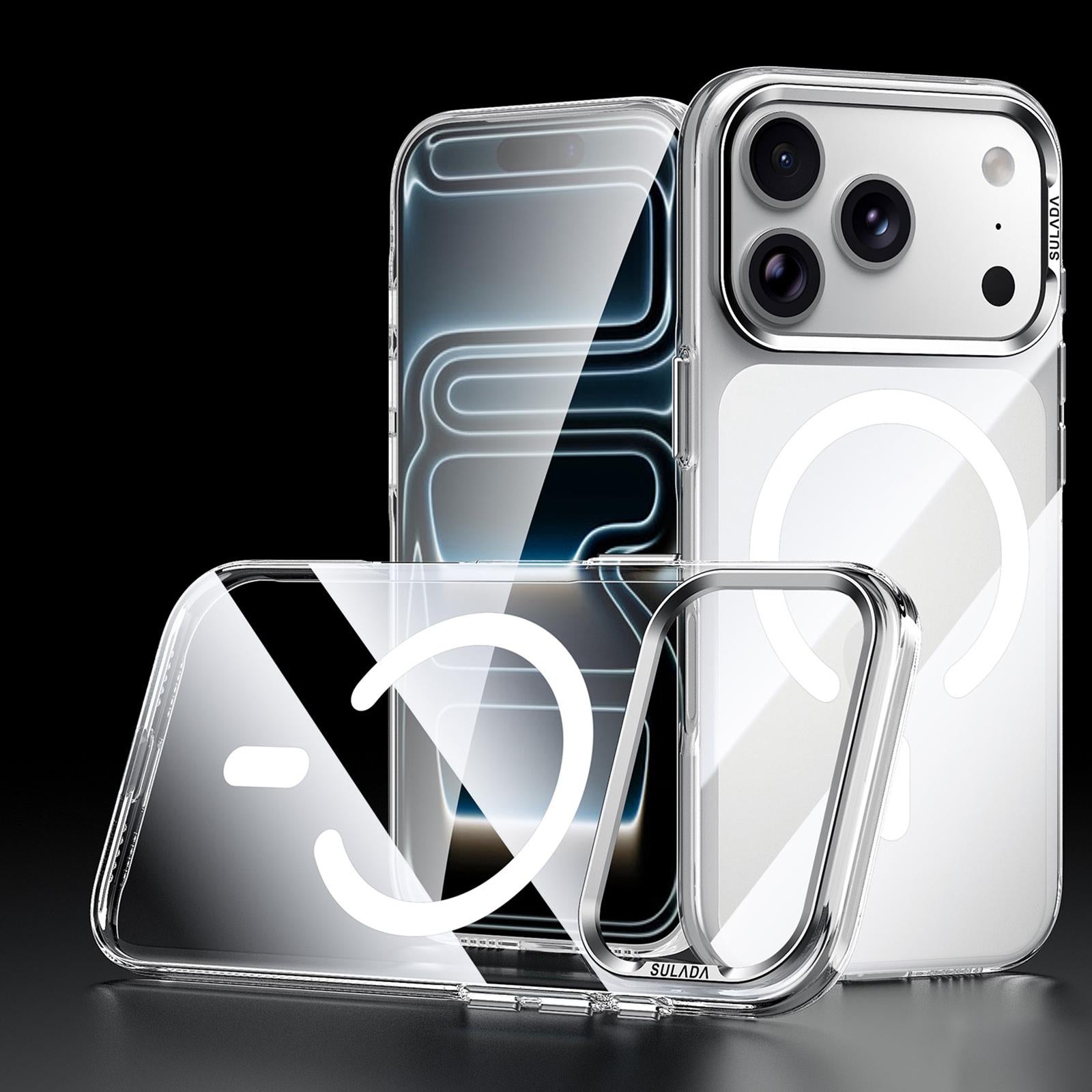 Compatible with iPhone 18 Pro SULADA Crystal Series Magnetic Clear PC Phone Case - Transparent