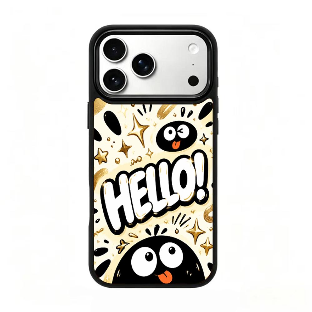 Compatible with iPhone 18 Pro & 17 Pro Gold Series PC Silicone Magnetic Phone Case - Golden Ink Coal