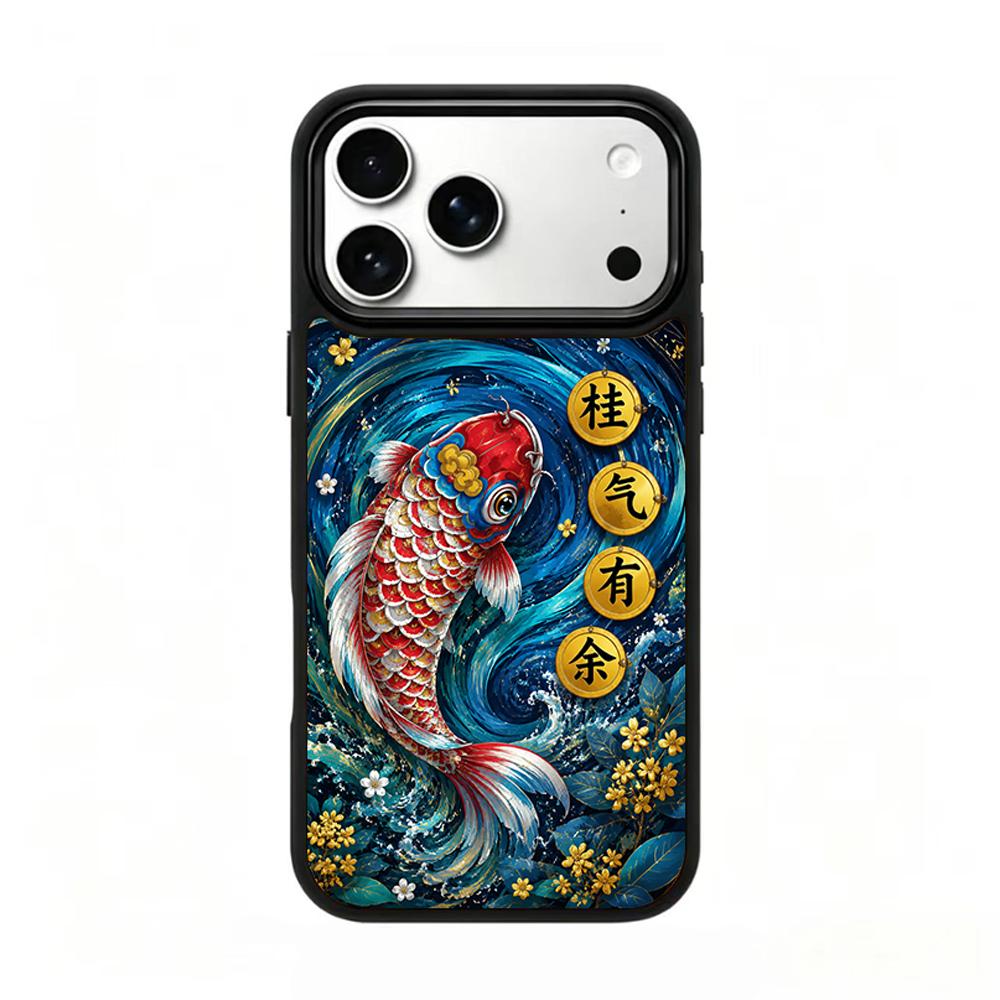 Compatible with iPhone 18 Pro & 17 Pro Water Series PC Silicone Magnetic Phone Case - Water Koi