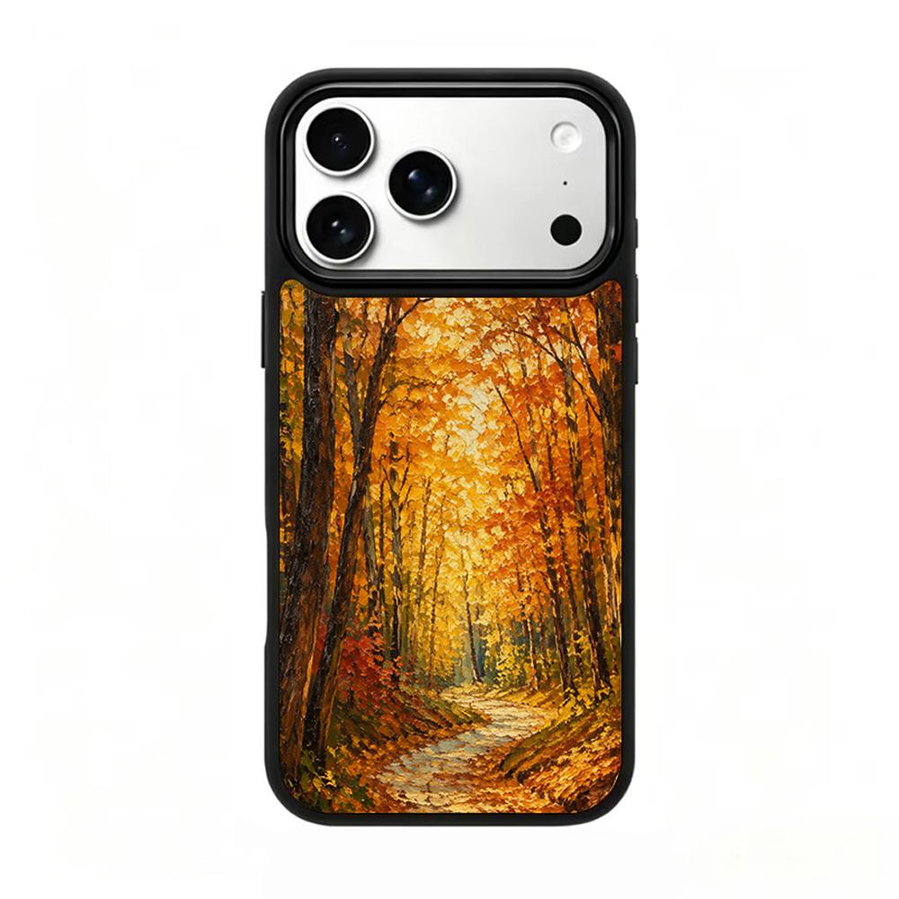 Compatible with iPhone 18 Pro & 17 Pro Colorful Painting PC Silicone Magnetic Phone Case - Golden Autumn Compatible withest Trail