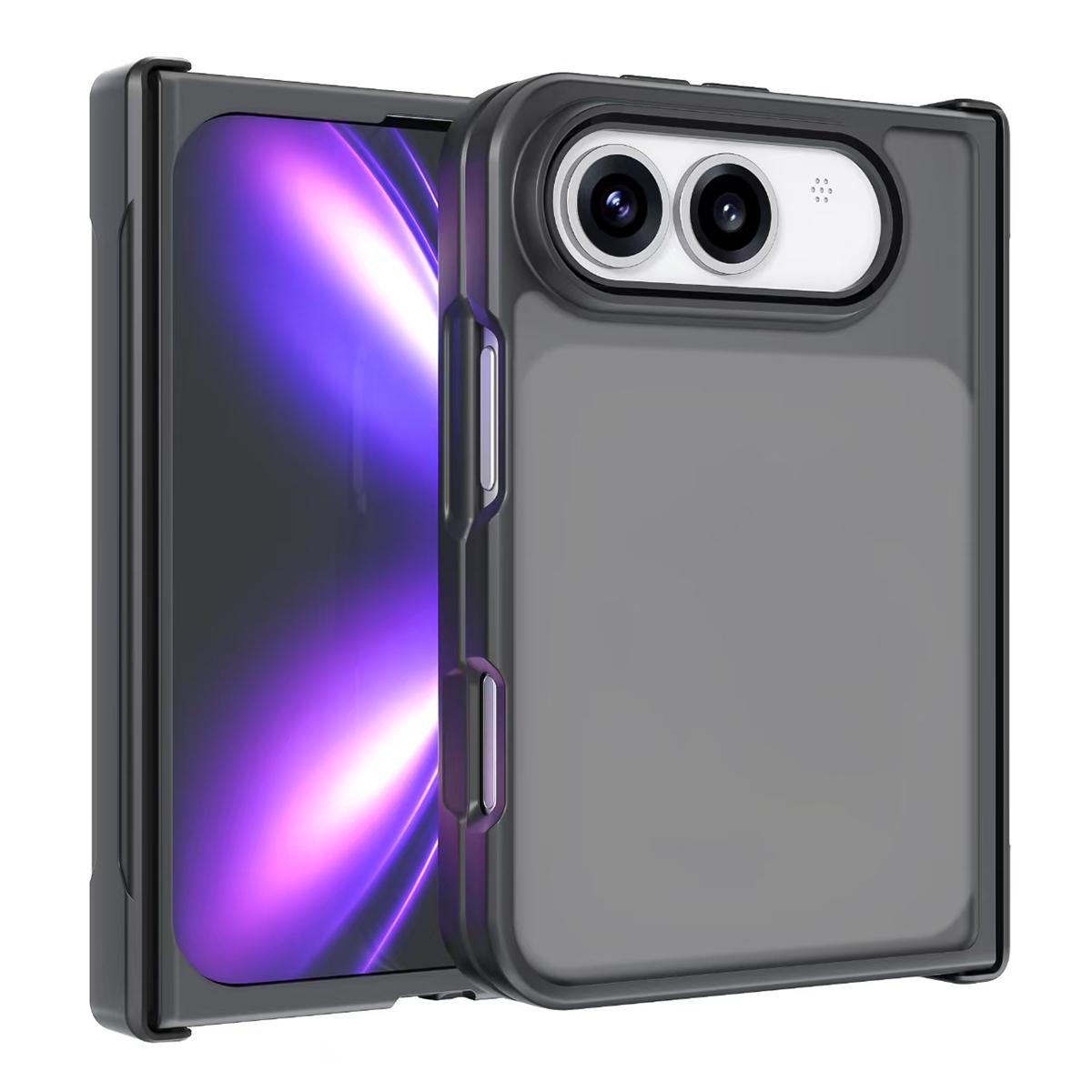 Compatible with iPhone Duo Armor Big Pore PC Hybrid TPU Phone Case - Frosted Black