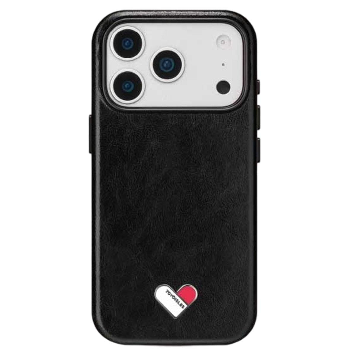 Compatible with iPhone 18 Pro & 17 Pro YOYOISLES Heart Island Series Electroplated PC Dual-Layer PU Phone Case - Black