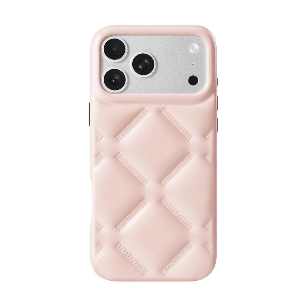 Compatible with iPhone 18 Pro & 17 Pro YOYOISLES Cloud Series Vegan Leather Phone Case - Pink