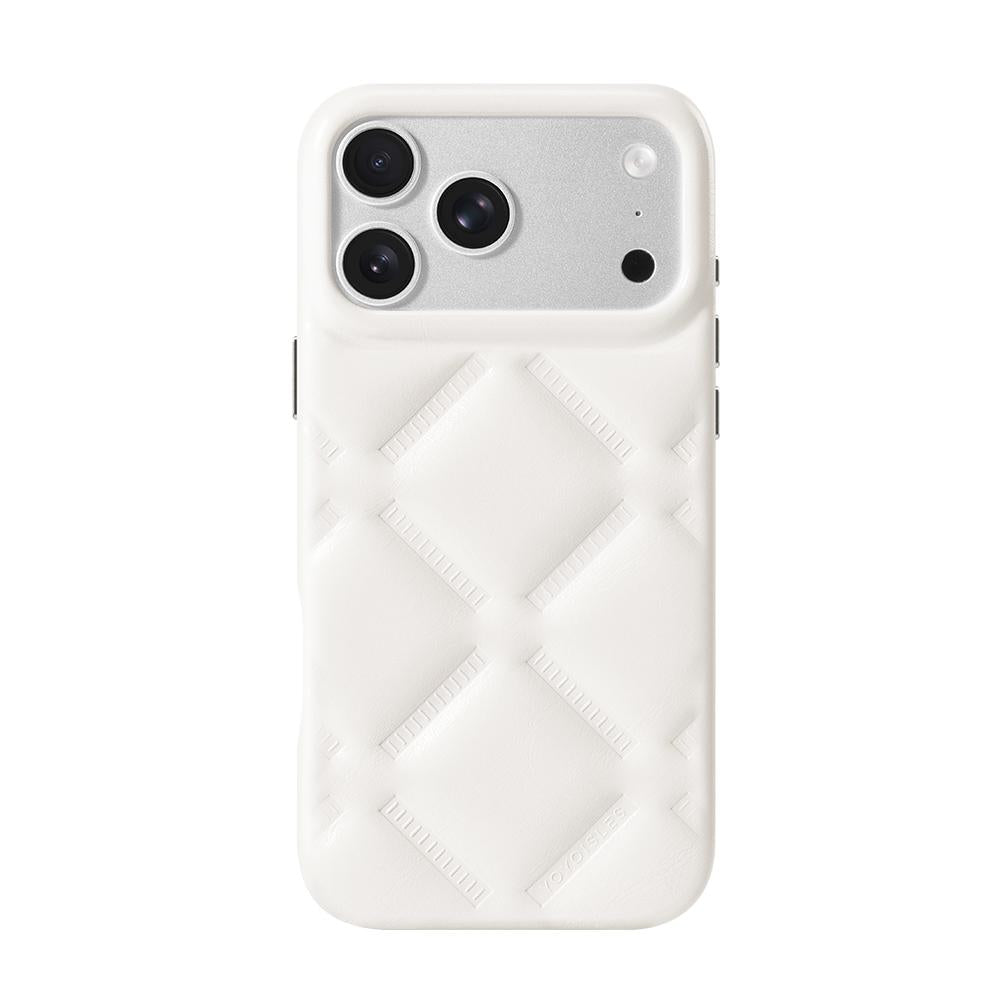 Compatible with iPhone 18 Pro & 17 Pro YOYOISLES Cloud Series Vegan Leather Phone Case - White
