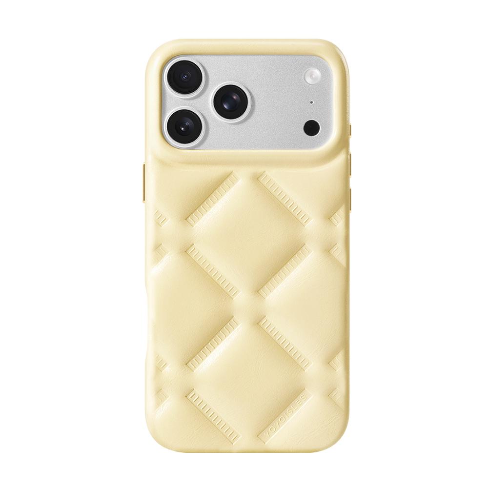 Compatible with iPhone 18 Pro & 17 Pro YOYOISLES Cloud Series Vegan Leather Phone Case - Yellow