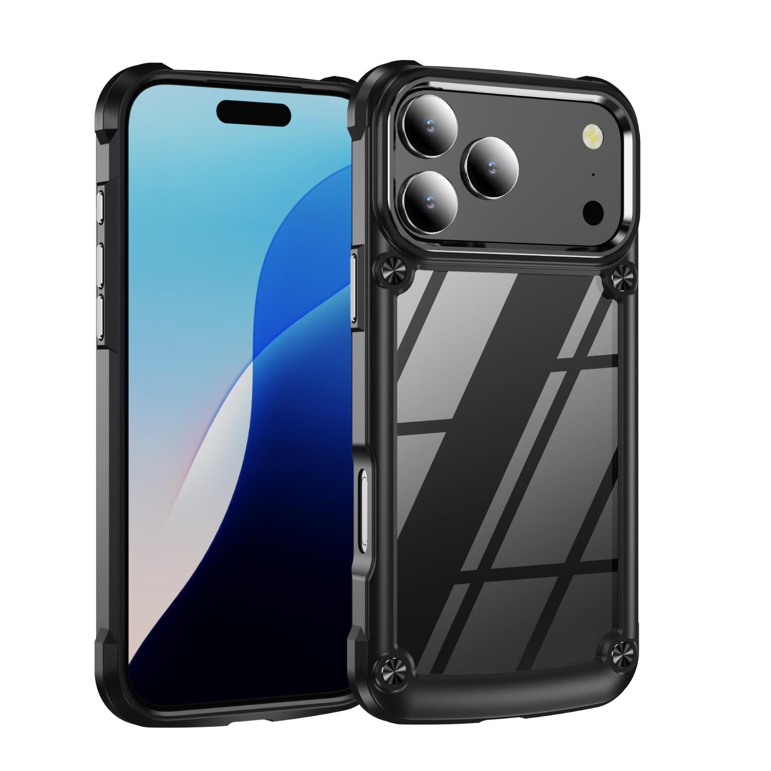 Compatible with iPhone 18 Pro TPU + PC Lens Protection Phone Case - Black