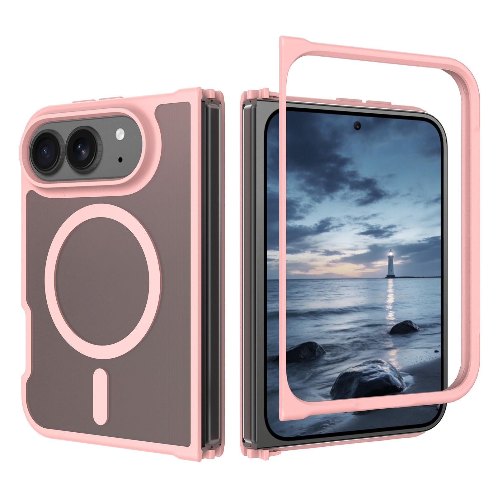 Compatible with iPhone Duo Skin Feel TPU Hybrid PC MagSafe Phone Case - Pink