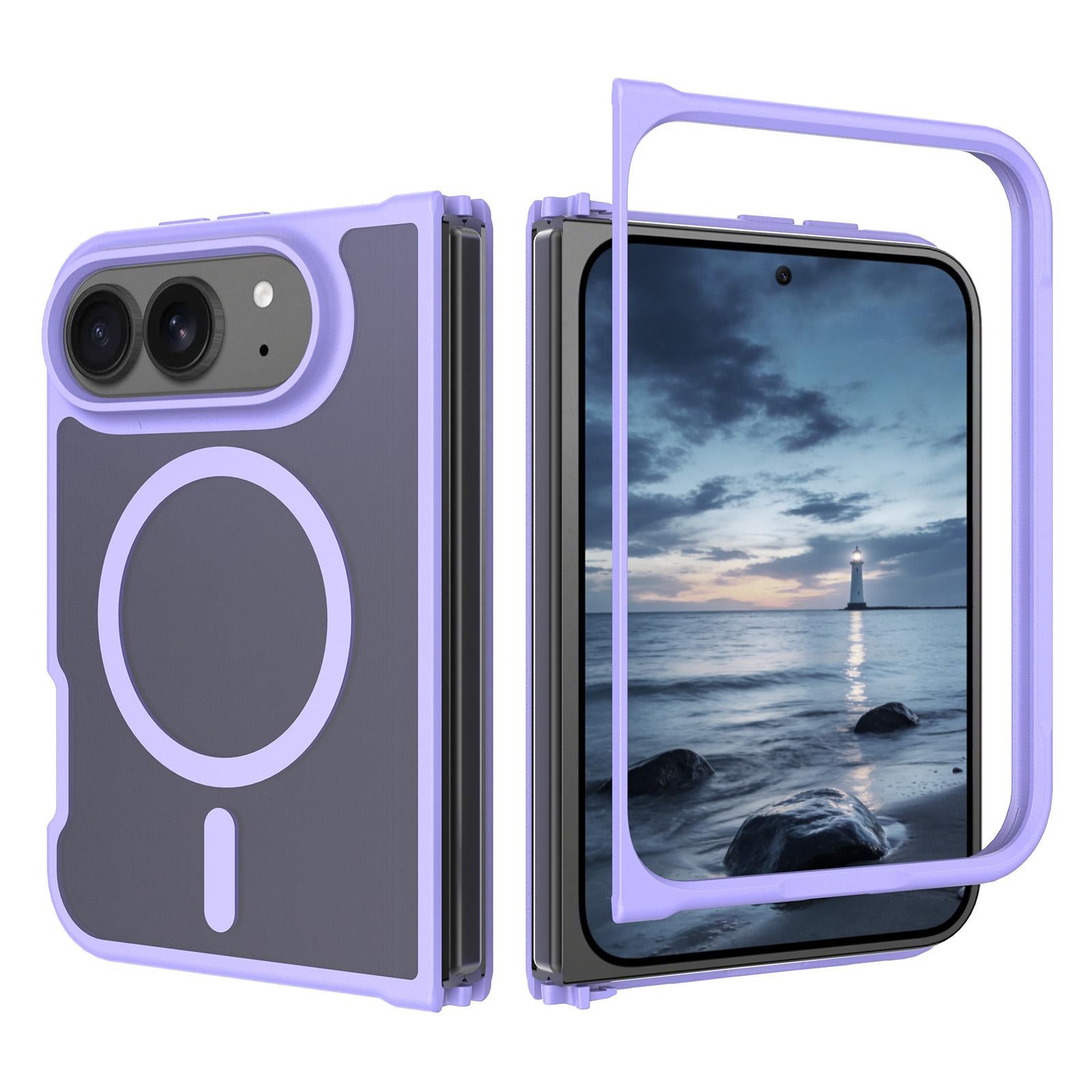 Compatible with iPhone Duo Skin Feel TPU Hybrid PC MagSafe Phone Case - Purple