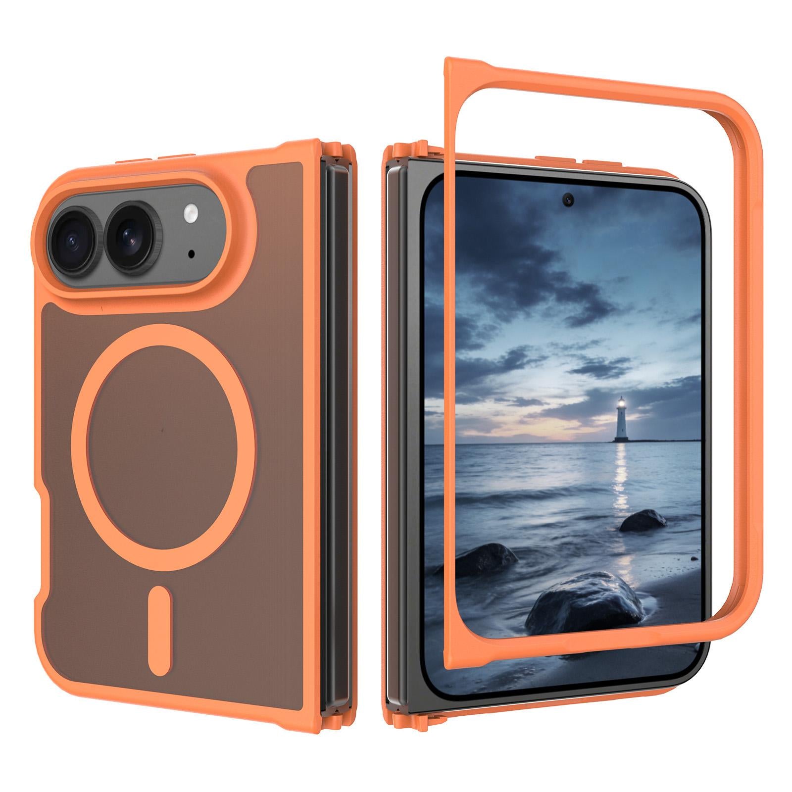 Compatible with iPhone Duo Skin Feel TPU Hybrid PC MagSafe Phone Case - Orange