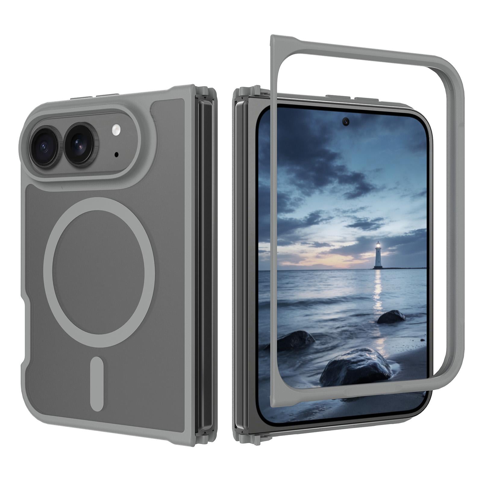 Compatible with iPhone Duo Skin Feel TPU Hybrid PC MagSafe Phone Case - Dark Grey