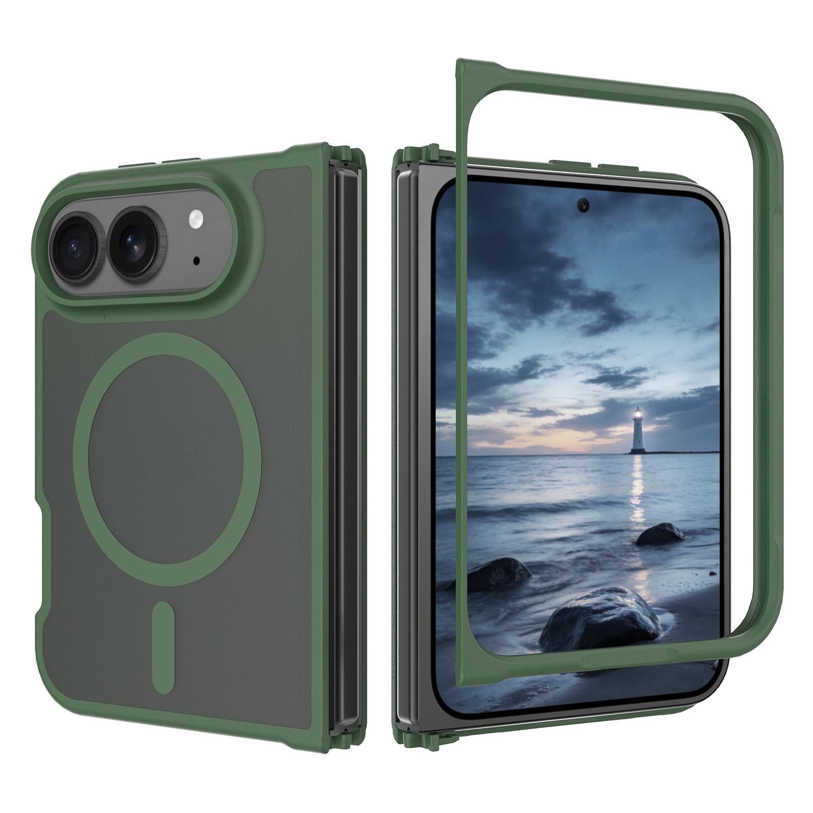 Compatible with iPhone Duo Skin Feel TPU Hybrid PC MagSafe Phone Case - Dark Green