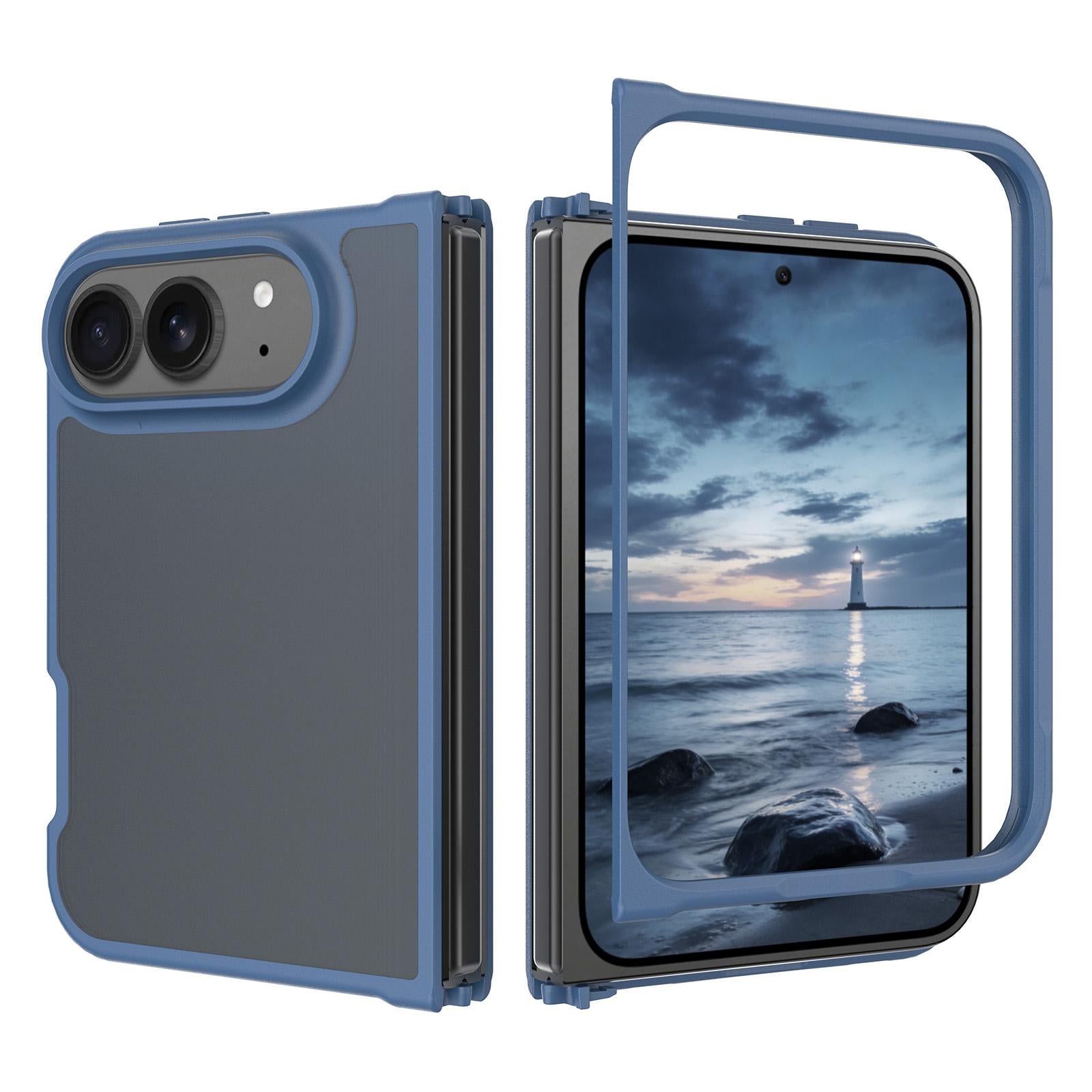 Compatible with iPhone Duo Skin Feel Contrast Color TPU Hybrid PC Phone Case - Blue