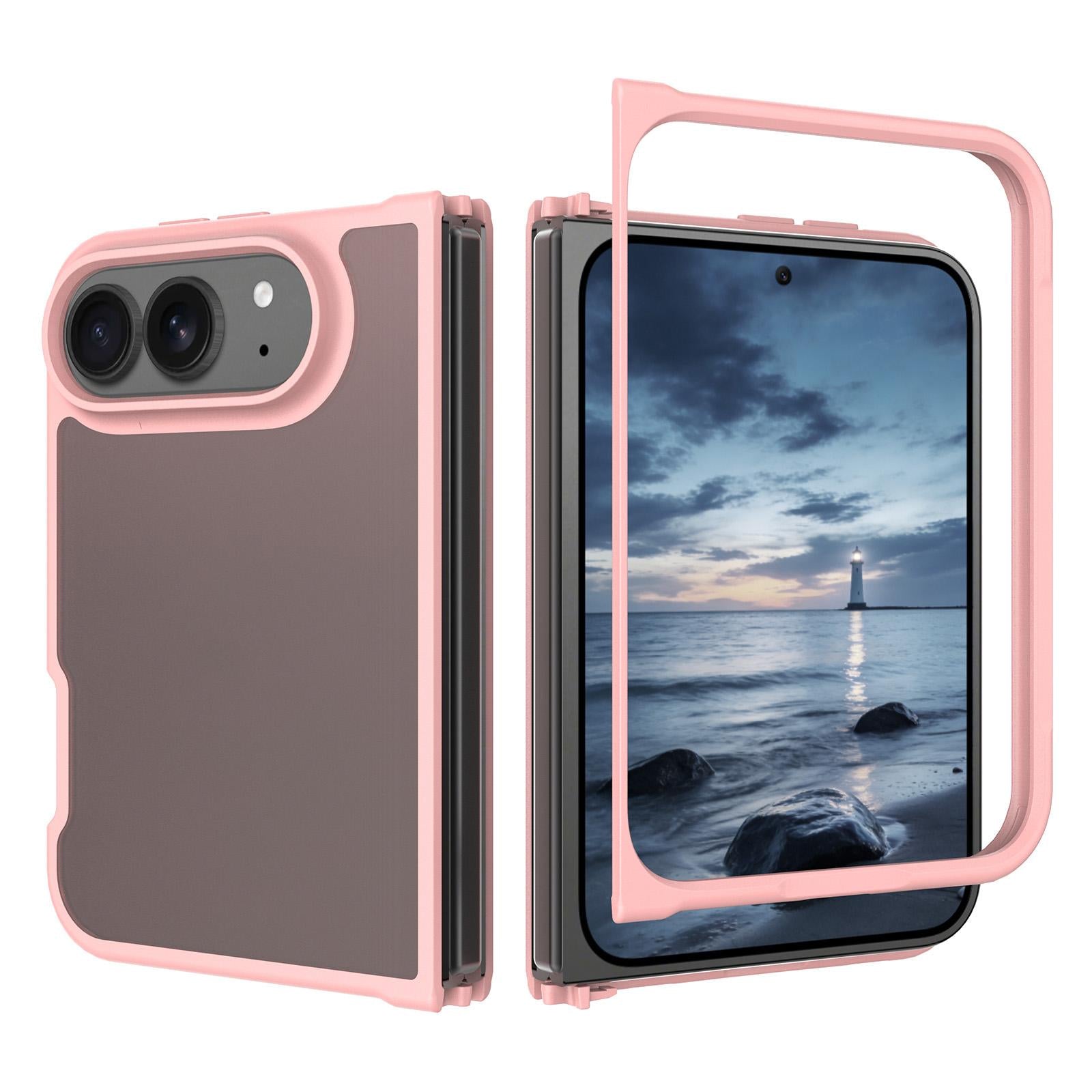 Compatible with iPhone Duo Skin Feel Contrast Color TPU Hybrid PC Phone Case - Pink