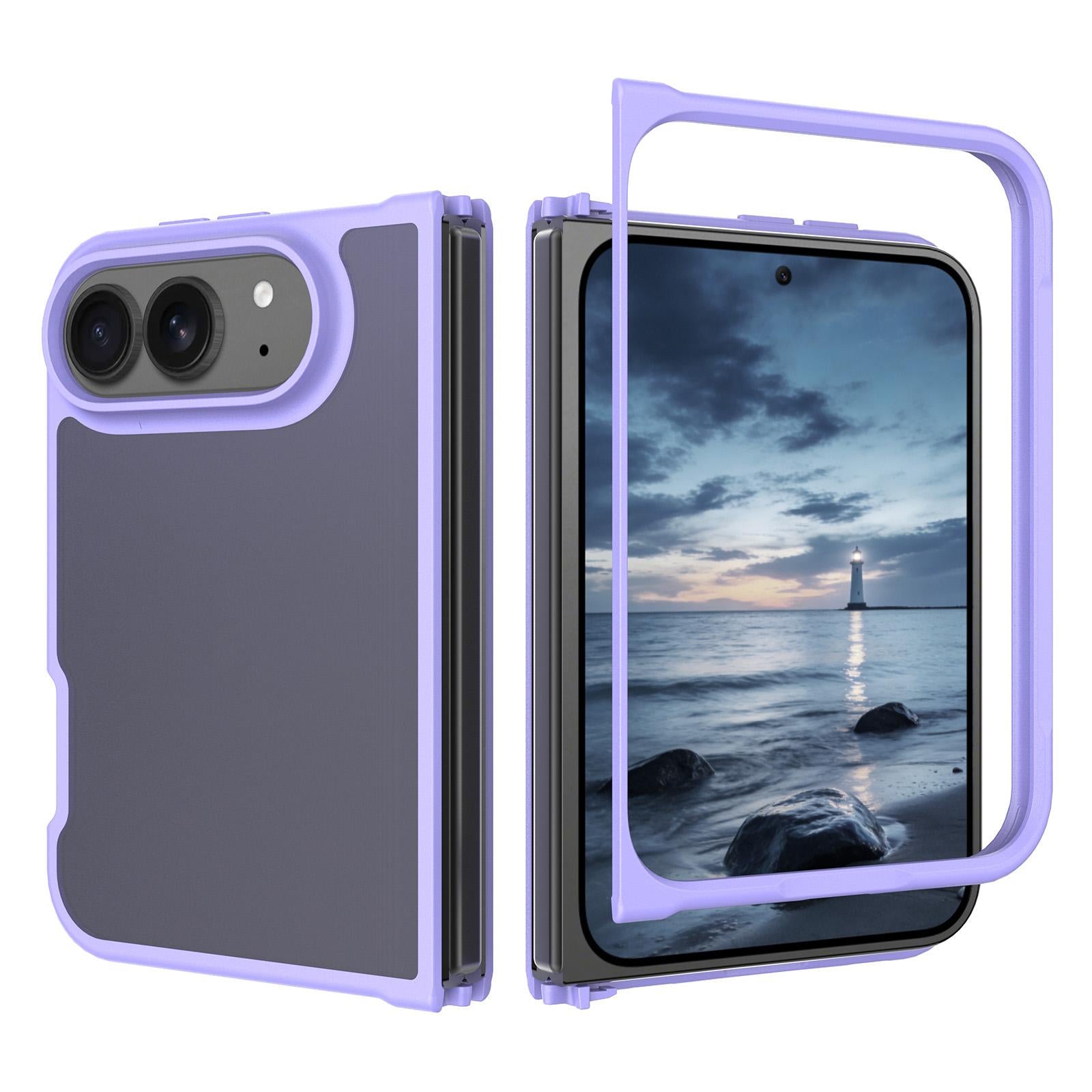 Compatible with iPhone Duo Skin Feel Contrast Color TPU Hybrid PC Phone Case - Purple