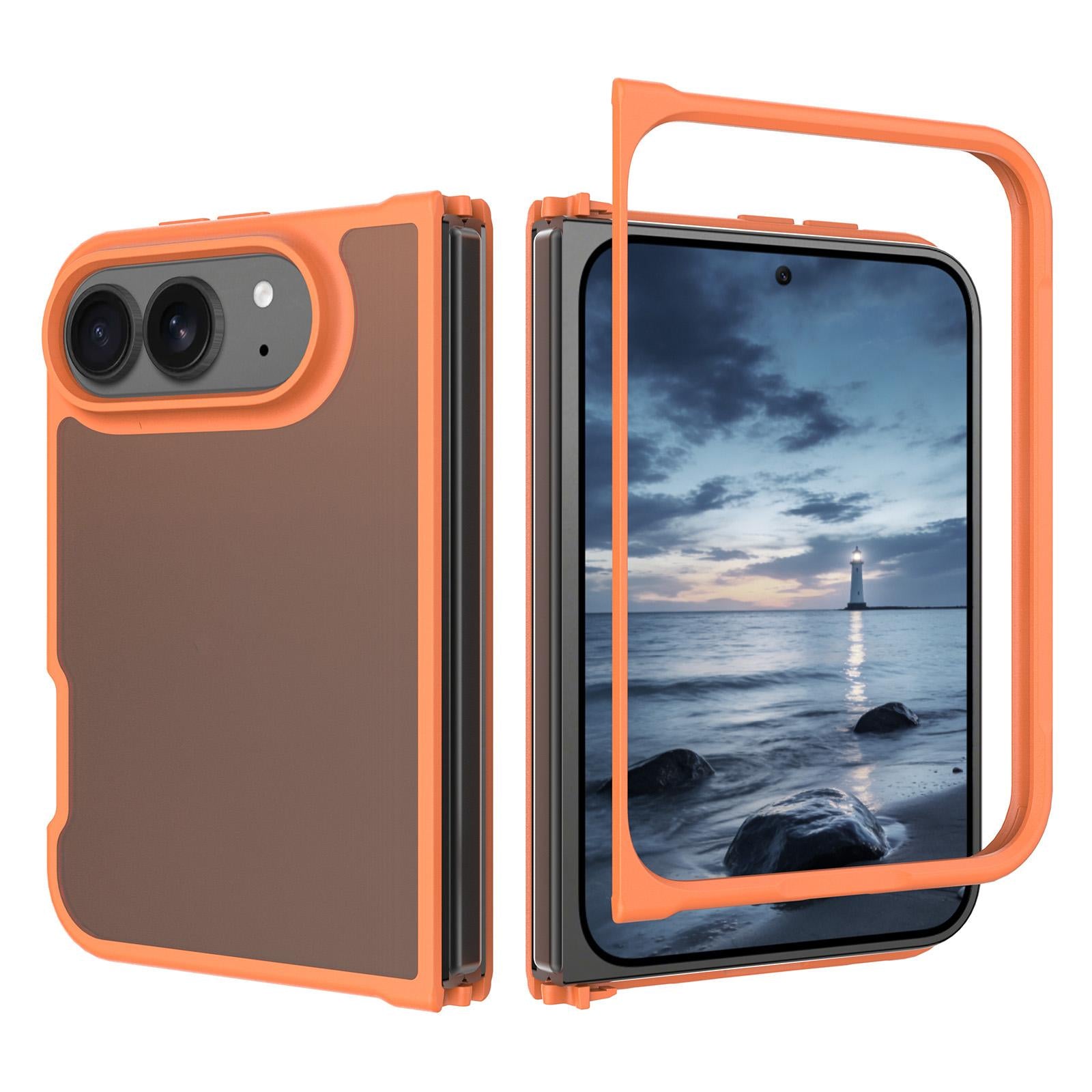 Compatible with iPhone Duo Skin Feel Contrast Color TPU Hybrid PC Phone Case - Orange