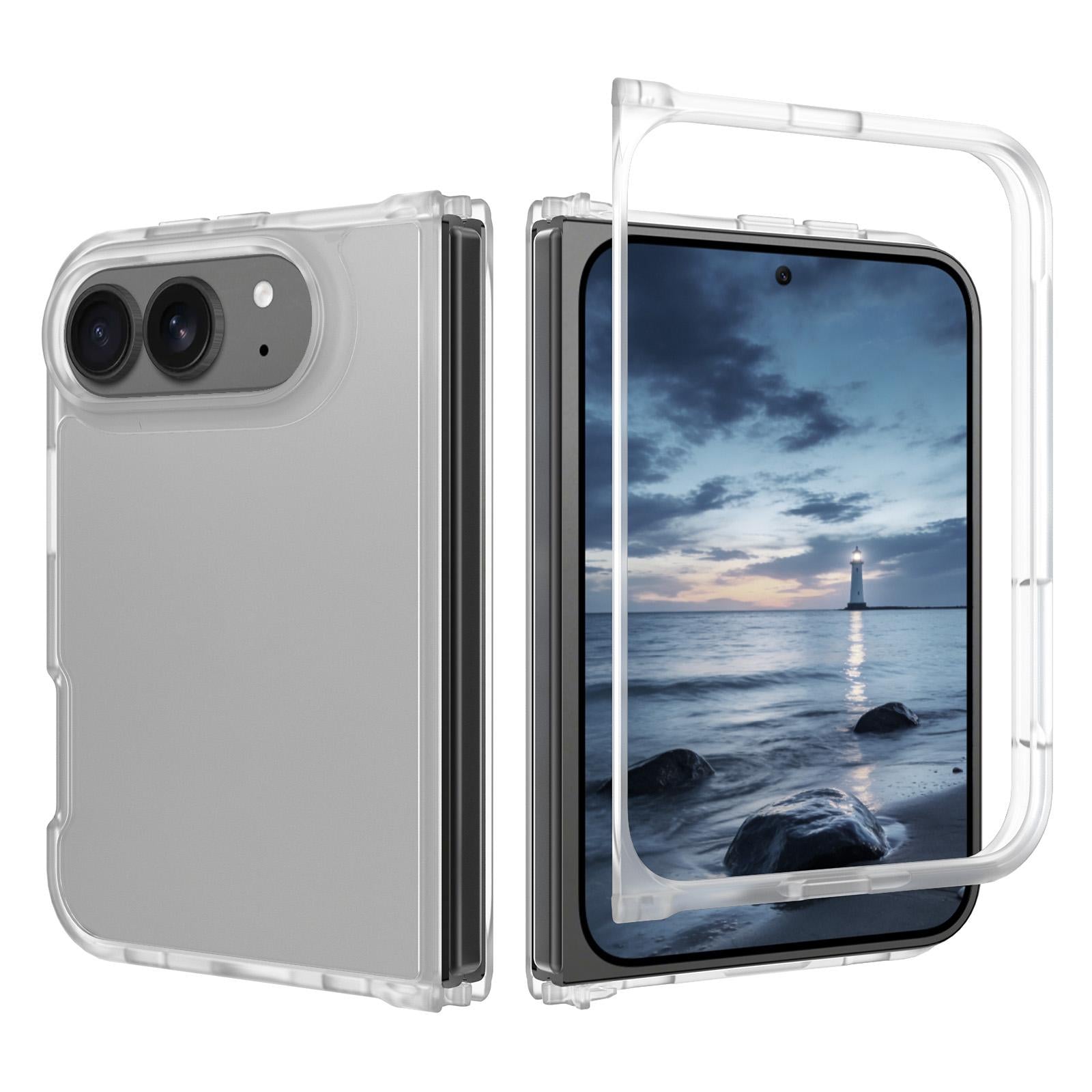 Compatible with iPhone Duo Skin Feel Contrast Color TPU Hybrid PC Phone Case - Matte Transparent