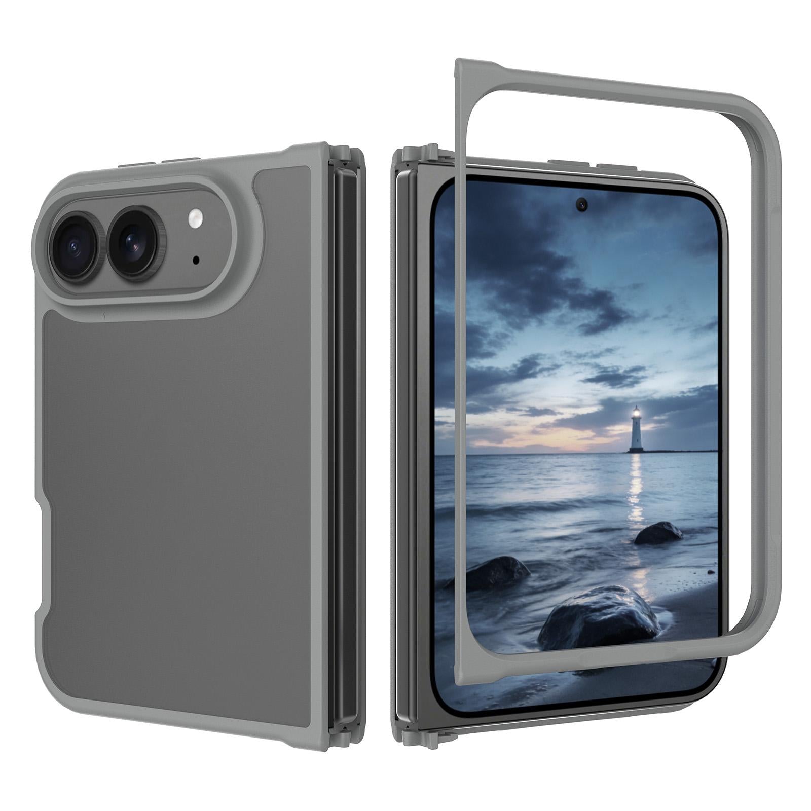 Compatible with iPhone Duo Skin Feel Contrast Color TPU Hybrid PC Phone Case - Dark Grey