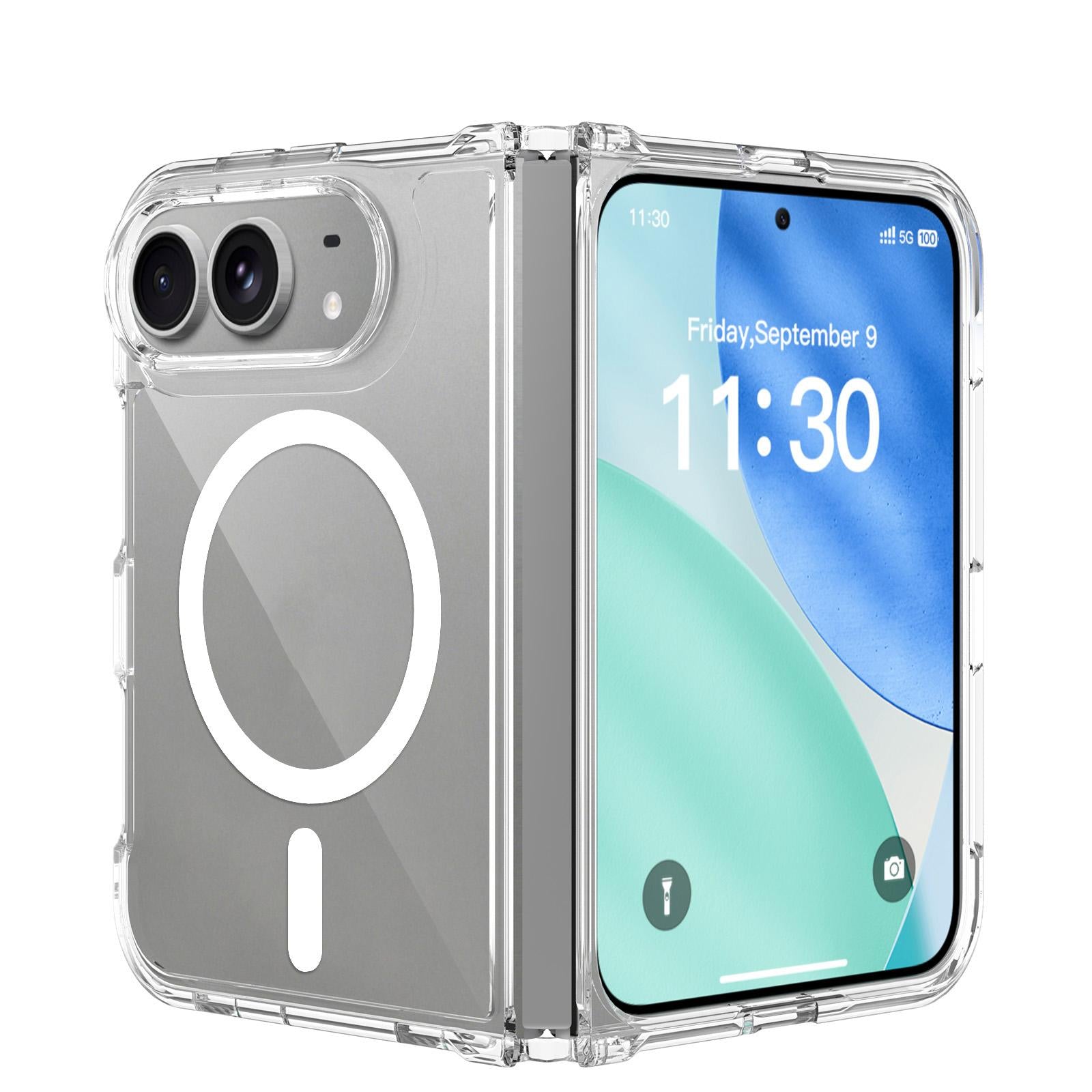 Compatible with iPhone Duo Scratch-proof Acrylic 2.0mm Crystal Magnetic Phone Case