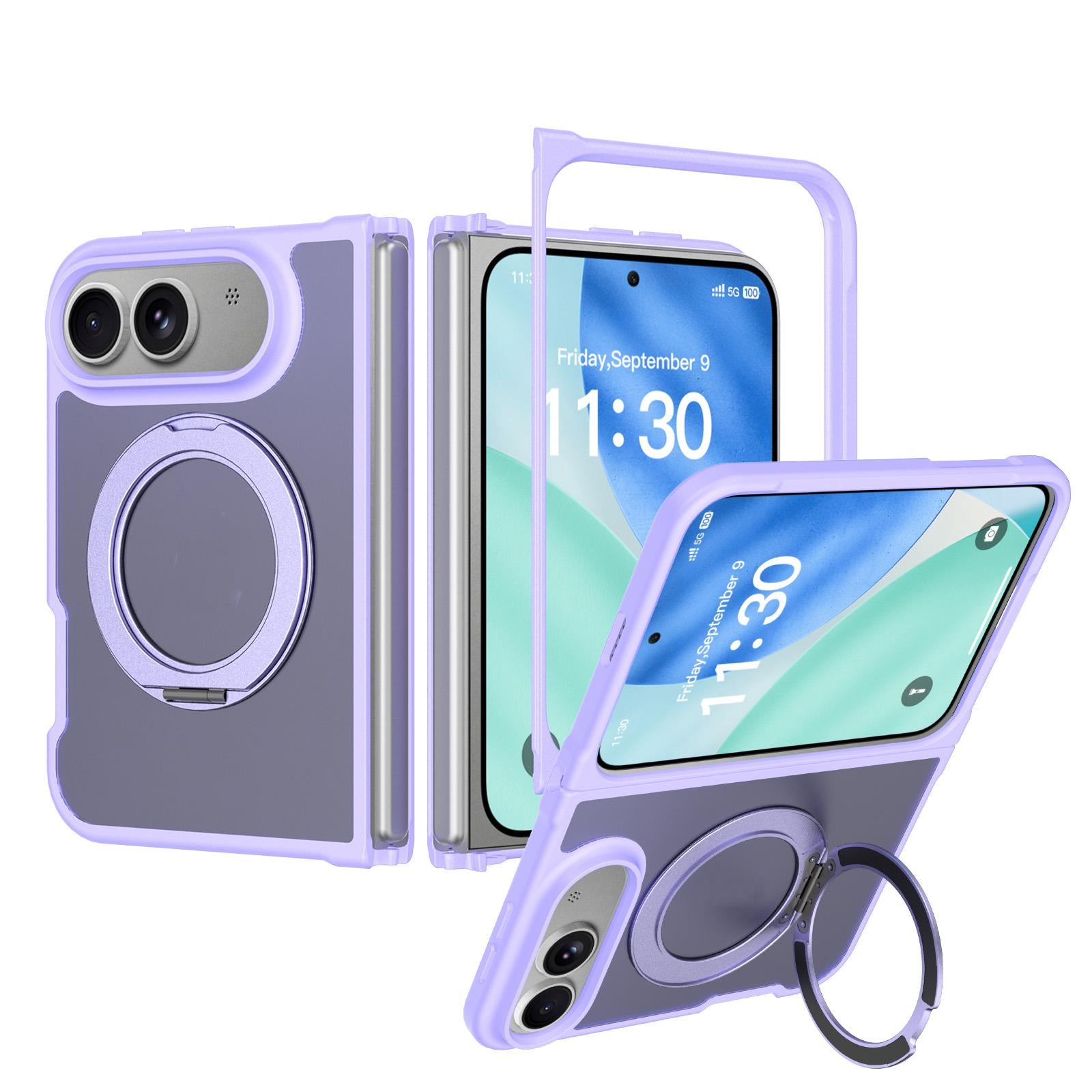 Compatible with iPhone Duo Skin Feel Rotating Holder Magnetic Phone Case - Purple