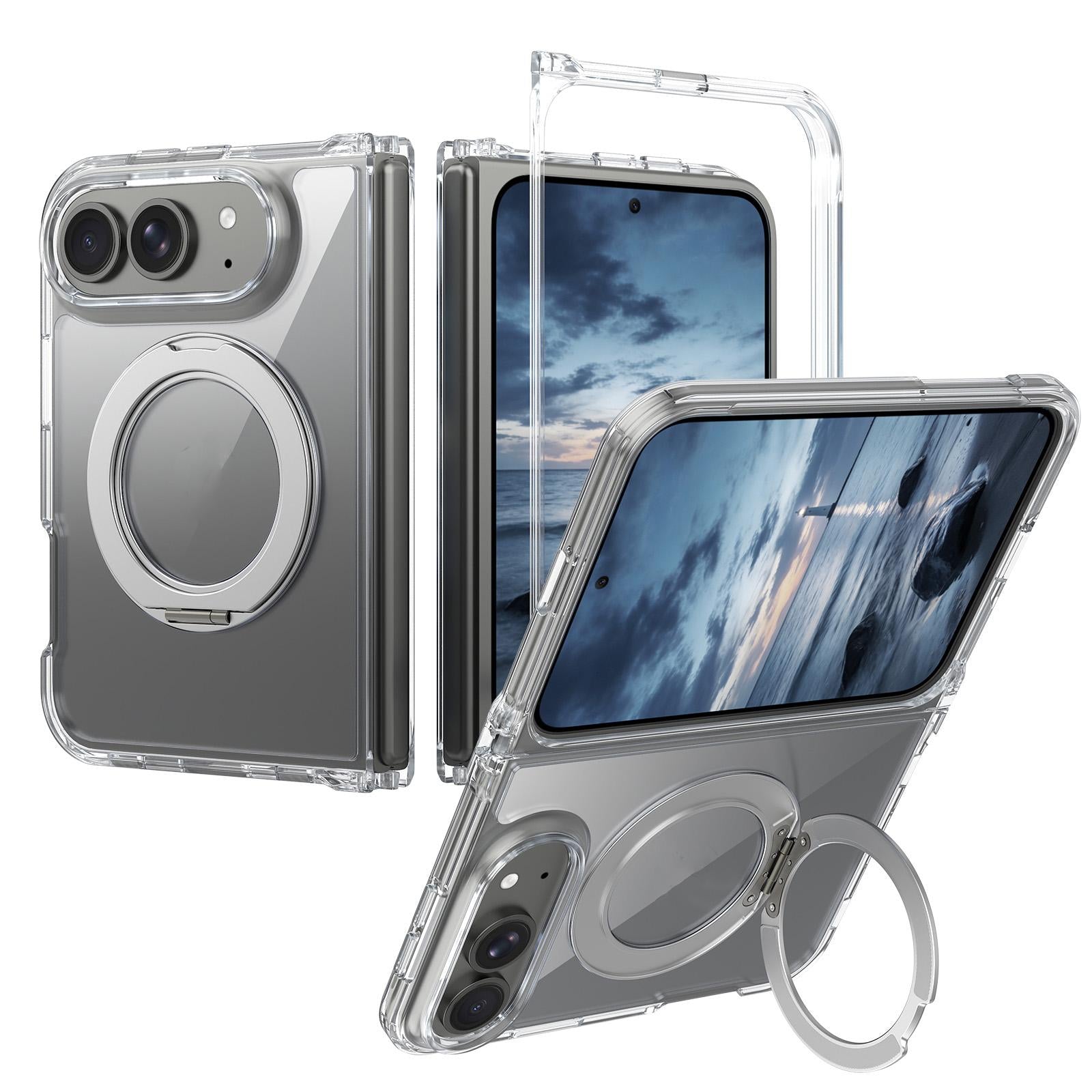 Compatible with iPhone Duo Scratch-proof Transparent Rotating Holder Magnetic Phone Case