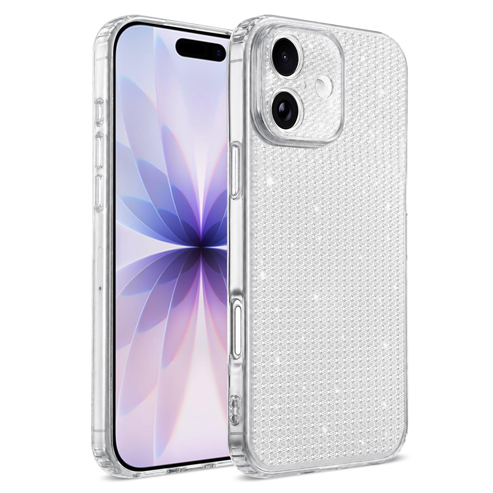 Compatible with iPhone 18 Sparkling Diamond Glitter Airbag Phone Case - White