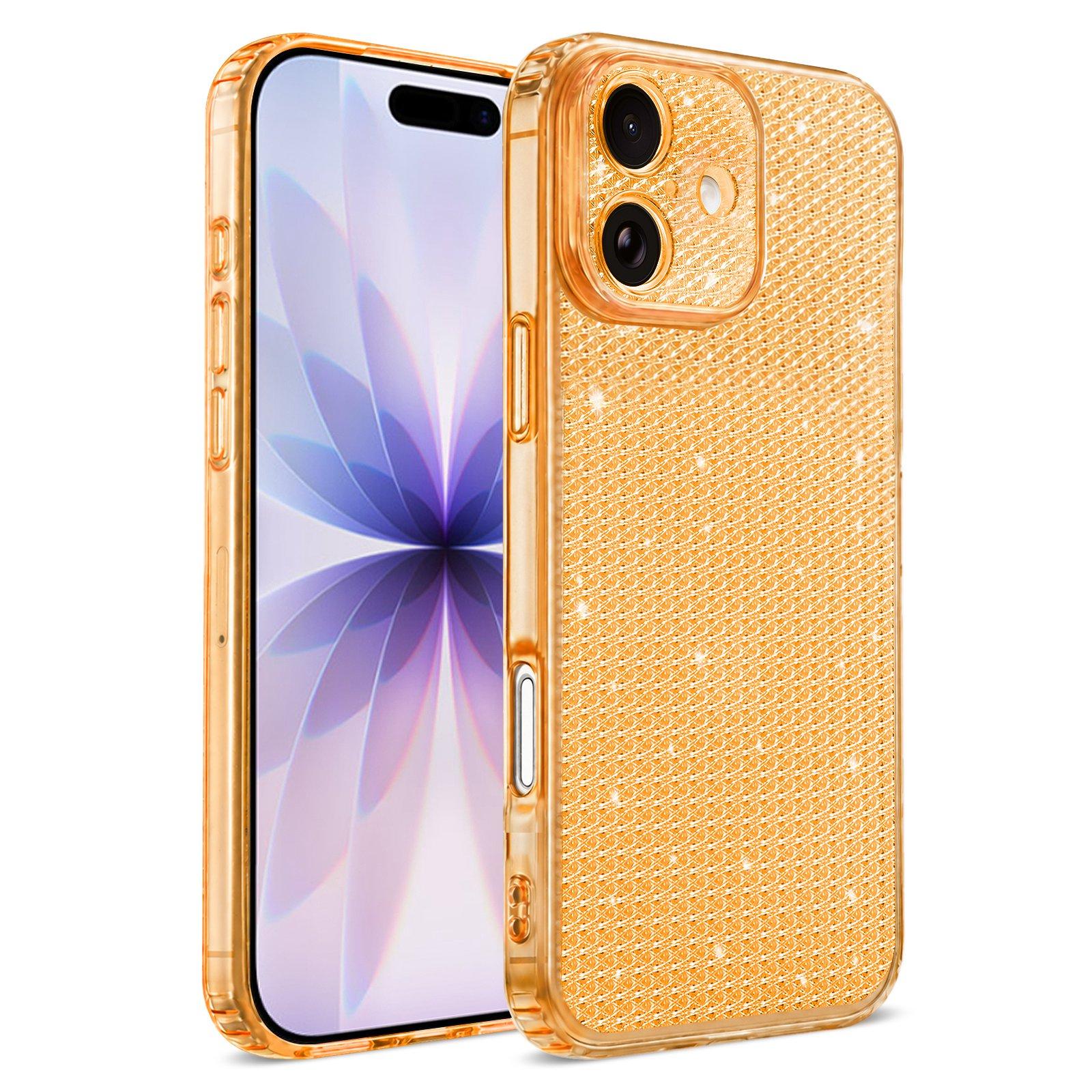 Compatible with iPhone 18 Sparkling Diamond Glitter Airbag Phone Case - Orange