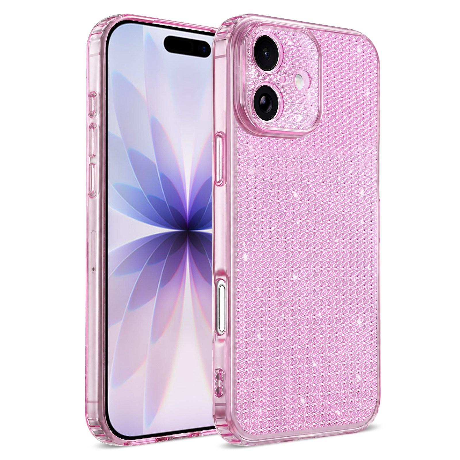 Compatible with iPhone 18 Sparkling Diamond Glitter Airbag Phone Case - Pink
