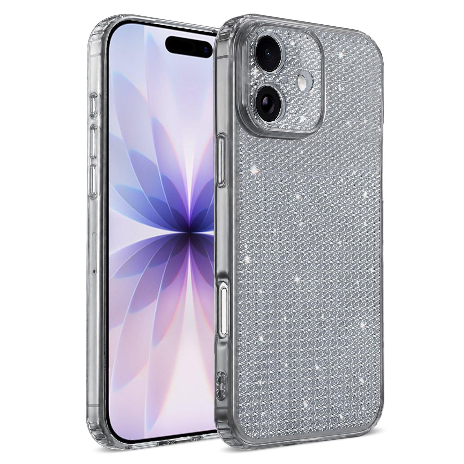 Compatible with iPhone 18 Sparkling Diamond Glitter Airbag Phone Case - Black