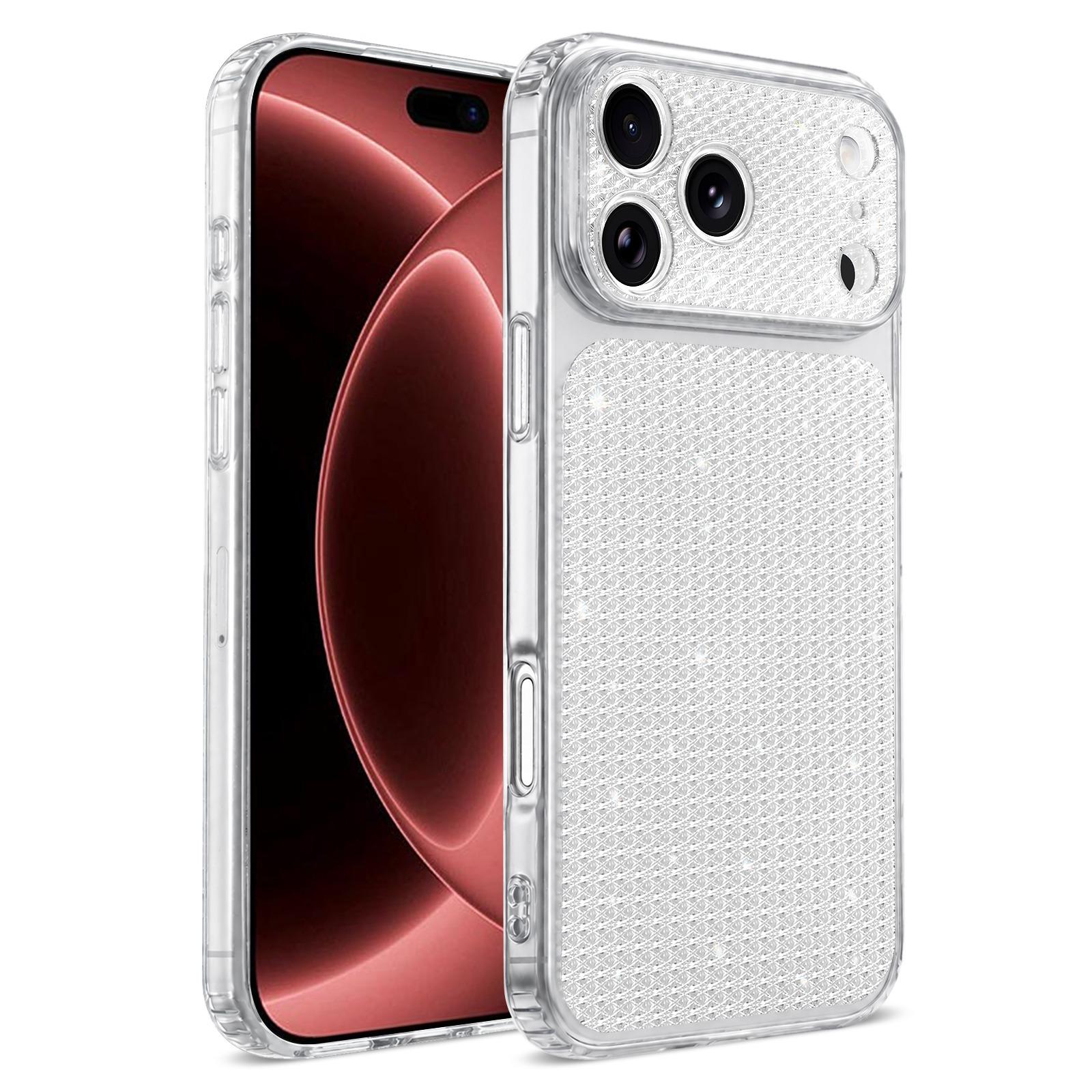 Compatible with iPhone 18 Pro Sparkling Diamond Glitter Airbag Phone Case - White