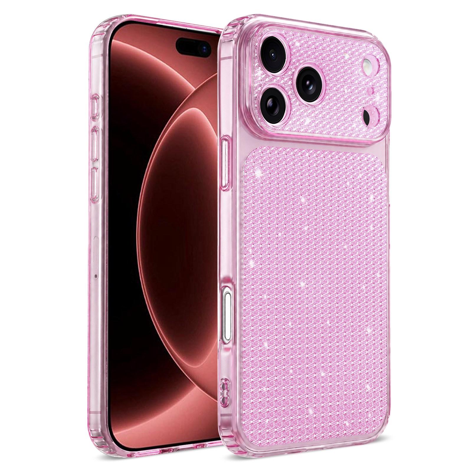 Compatible with iPhone 18 Pro Sparkling Diamond Glitter Airbag Phone Case - Pink