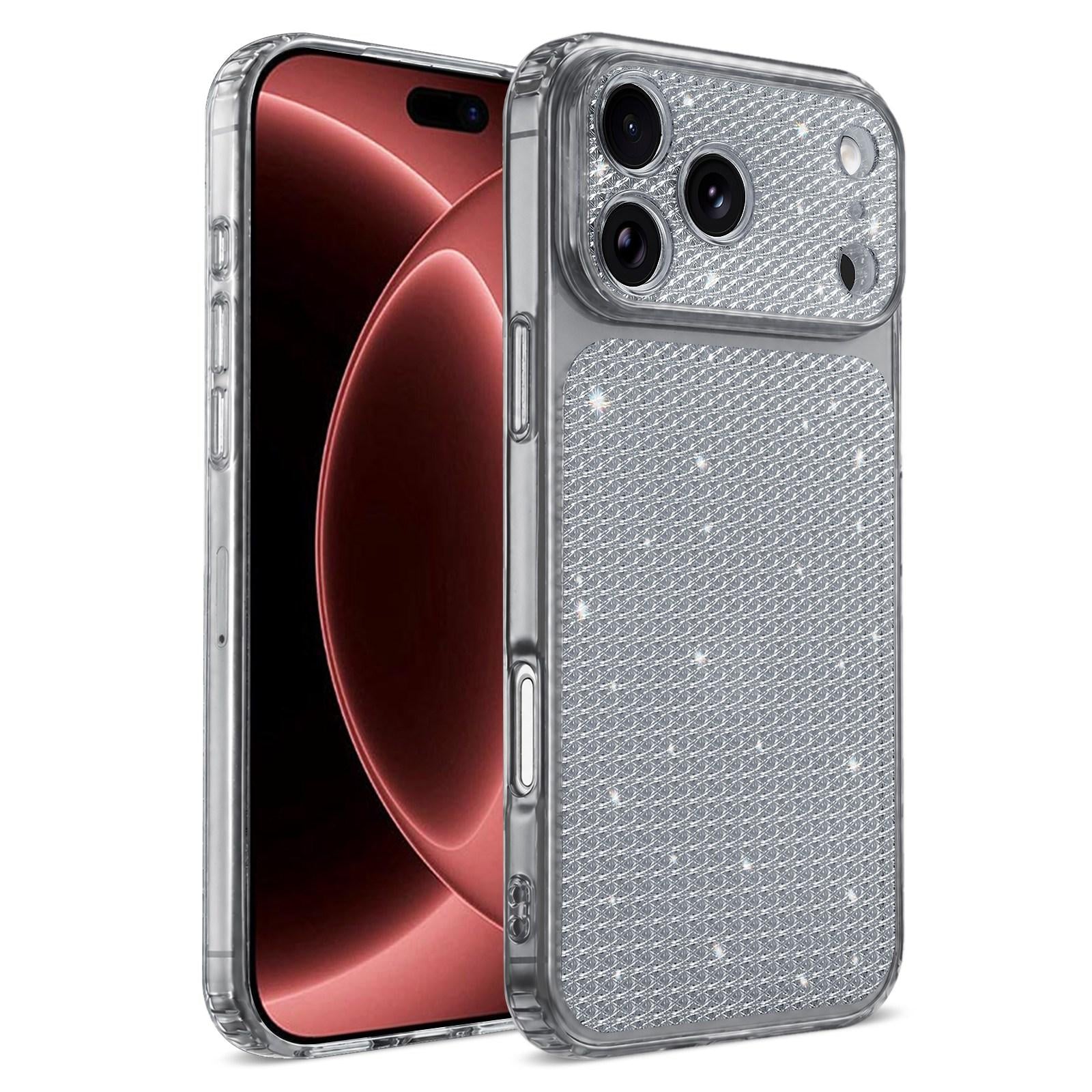 Compatible with iPhone 18 Pro Sparkling Diamond Glitter Airbag Phone Case - Black