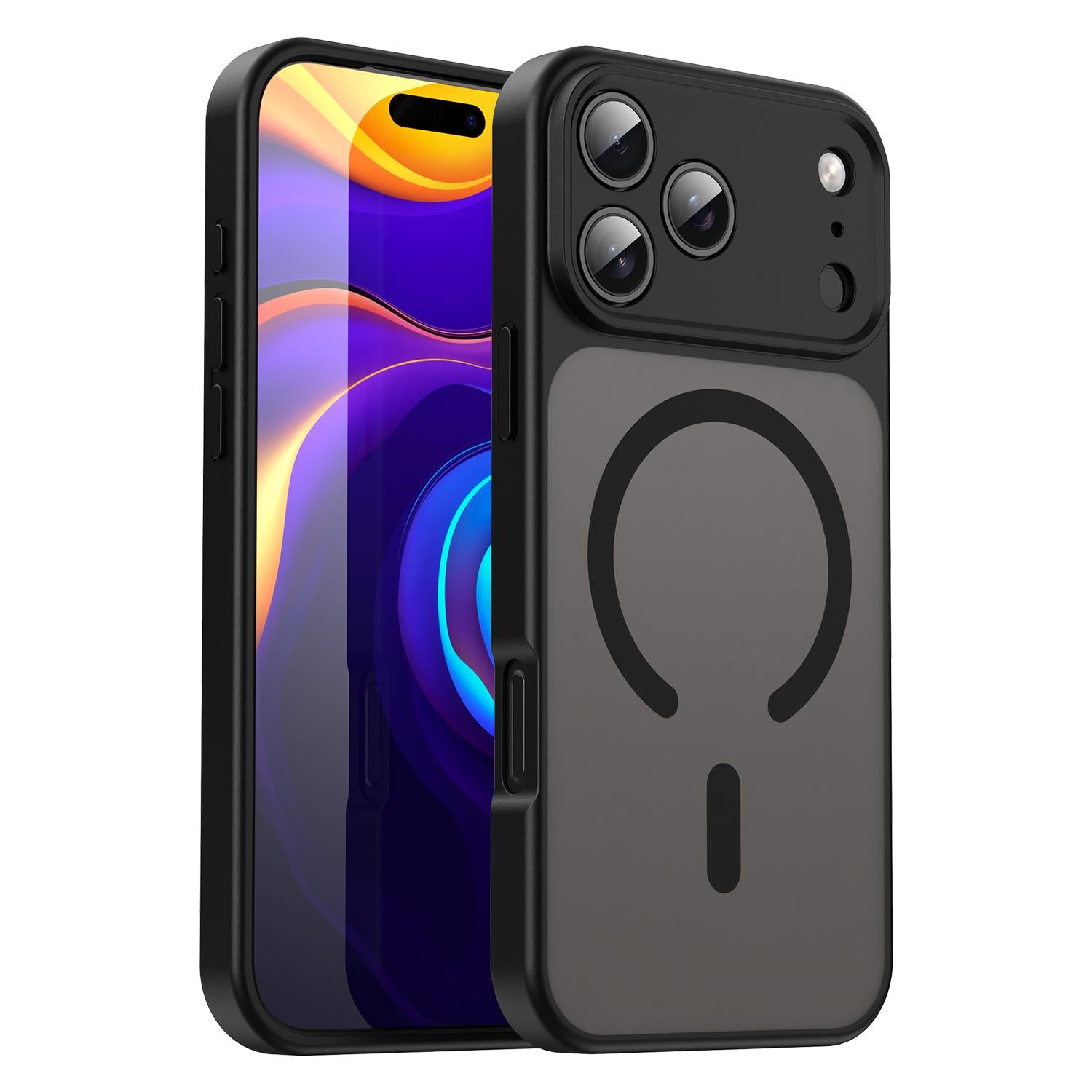 Compatible with iPhone 18 Pro Fanying Series Precision Camera Hole PC Dual-Layer TPU Translucent Frosted Magnetic Phone Case - Translucent Black