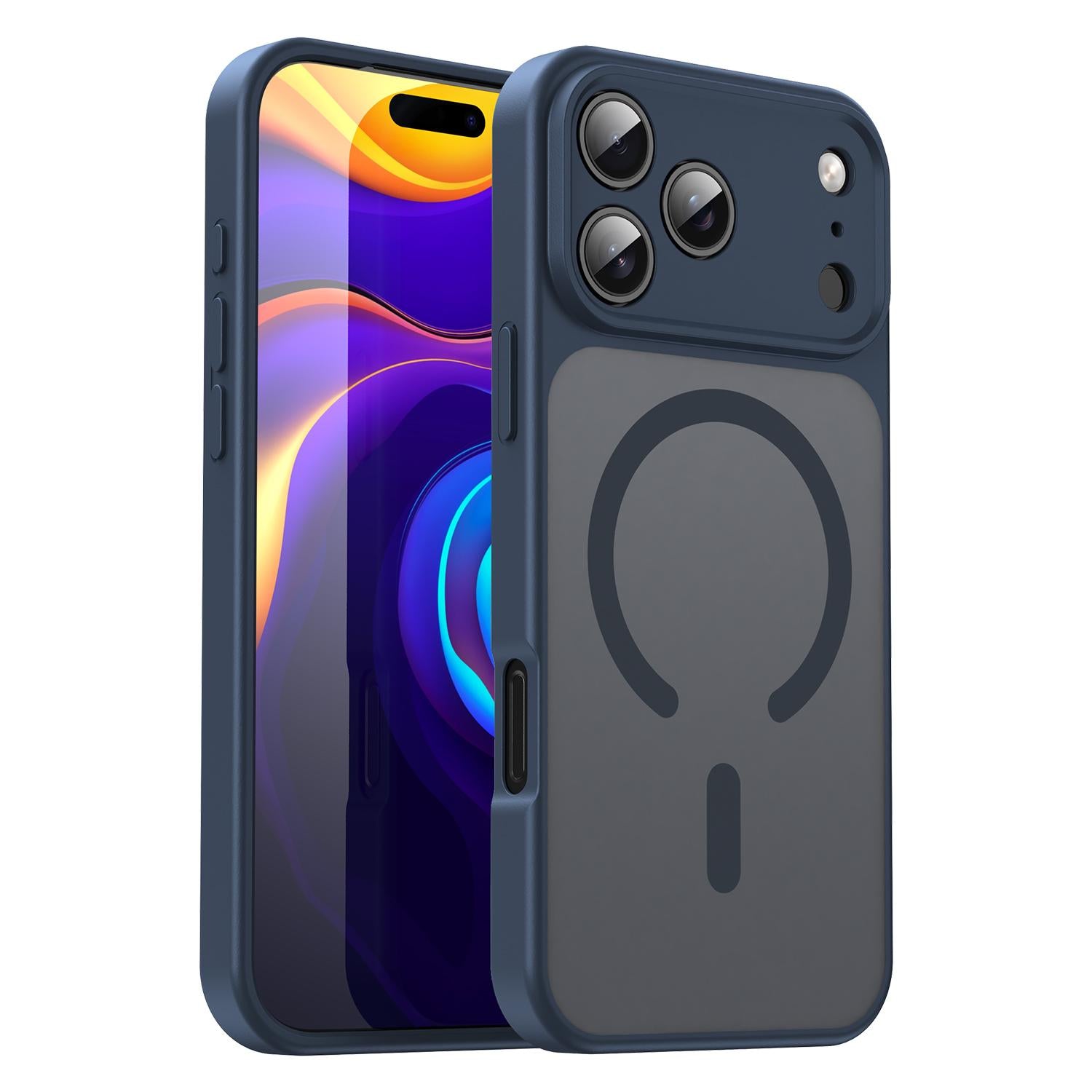 Compatible with iPhone 18 Pro Fanying Series Precision Camera Hole PC Dual-Layer TPU Translucent Frosted Magnetic Phone Case - Cyan Blue