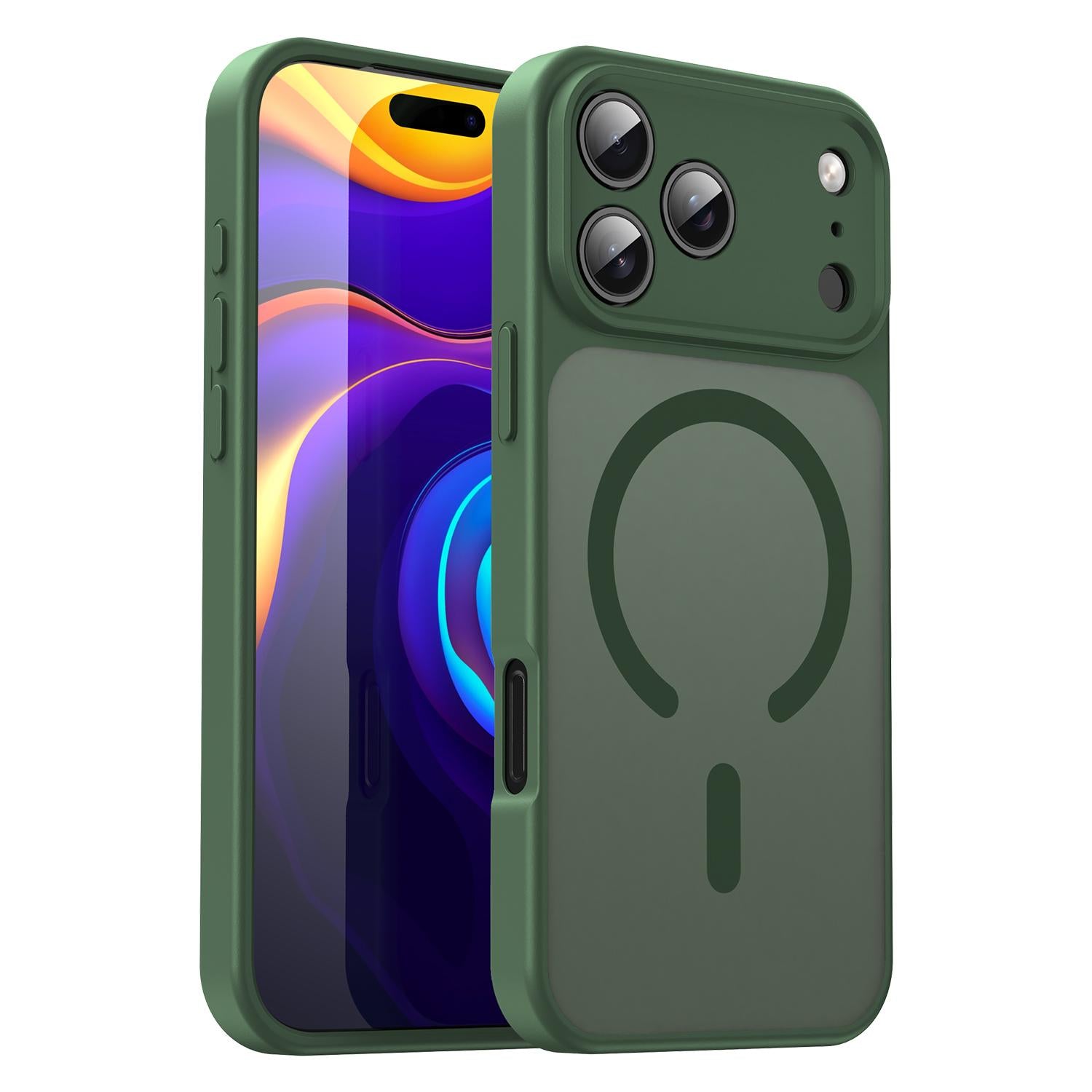 Compatible with iPhone 18 Pro Fanying Series Precision Camera Hole PC Dual-Layer TPU Translucent Frosted Magnetic Phone Case - Olive Green