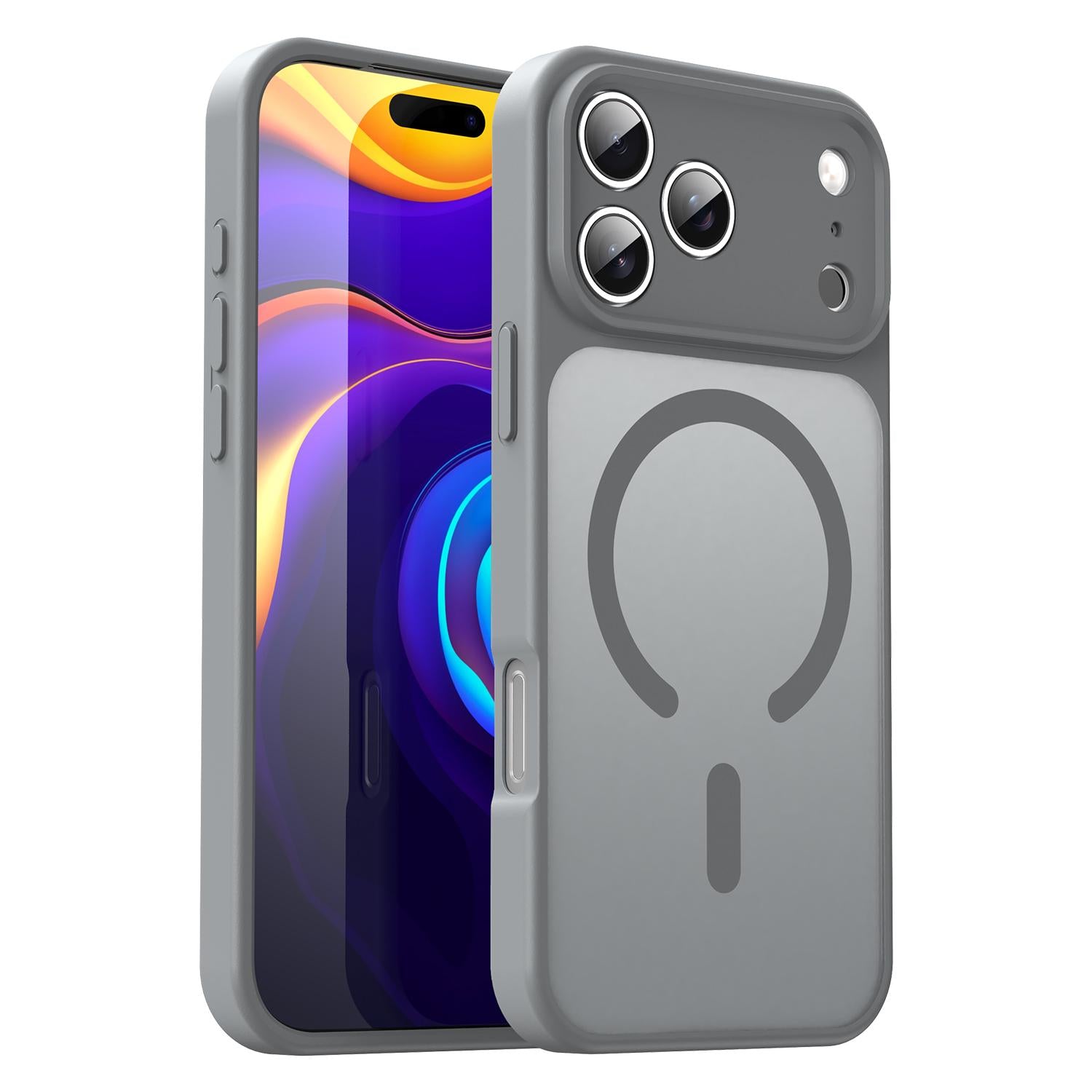 Compatible with iPhone 18 Pro Fanying Series Precision Camera Hole PC Dual-Layer TPU Translucent Frosted Magnetic Phone Case - Silver Grey