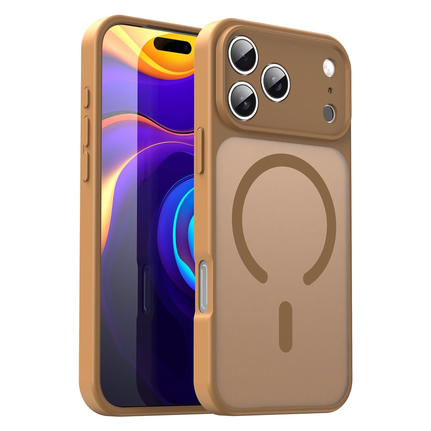 Compatible with iPhone 18 Pro Fanying Series Precision Camera Hole PC Dual-Layer TPU Translucent Frosted Magnetic Phone Case - Desert Gold