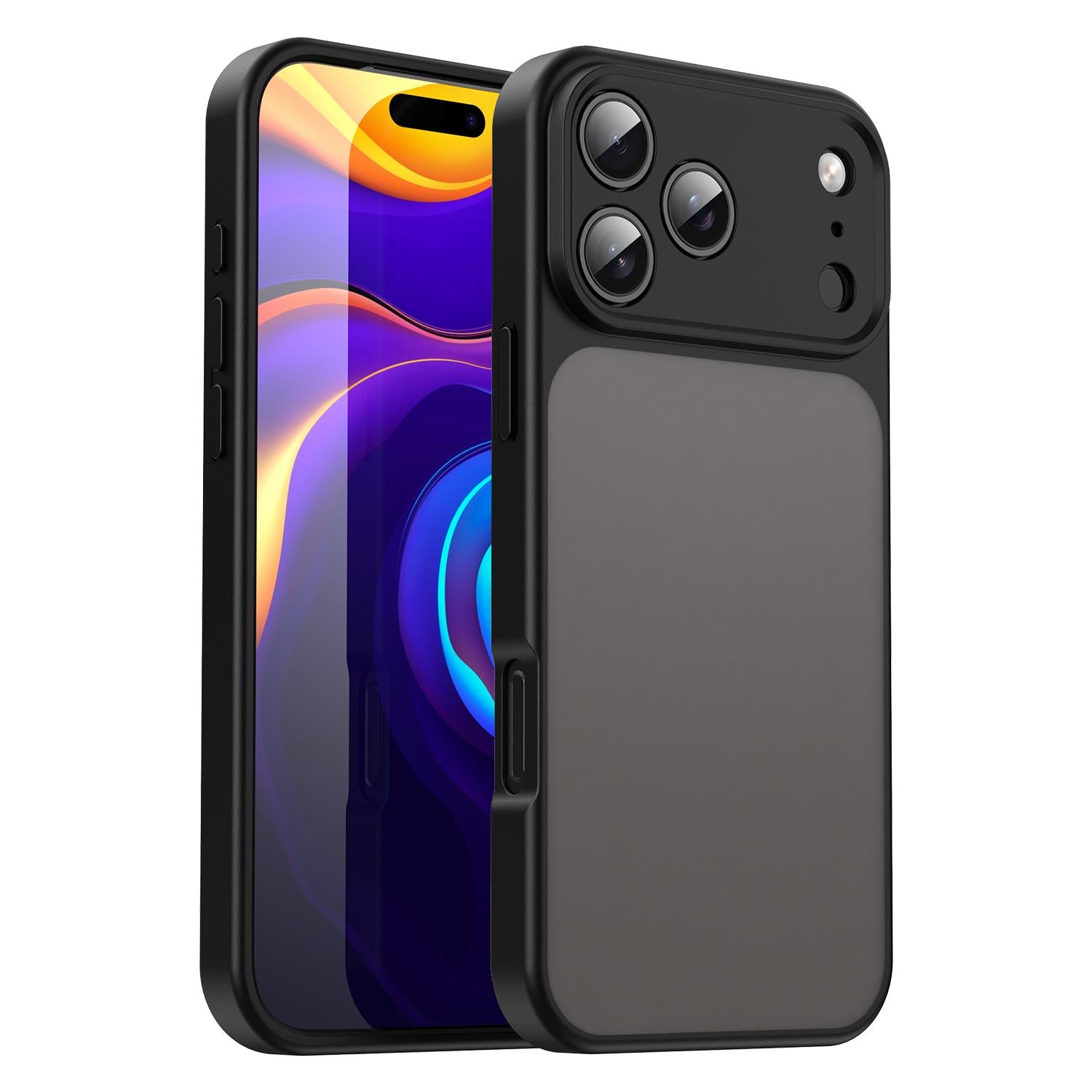 Compatible with iPhone 18 Pro Fanying Series Precision Camera Hole PC Dual-Layer TPU Translucent Frosted Phone Case - Translucent Black