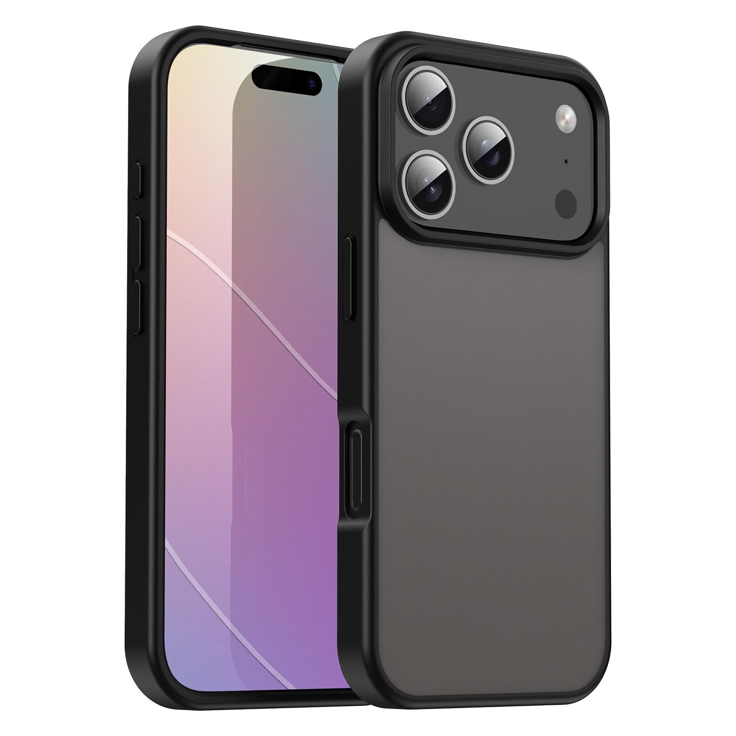Compatible with iPhone 18 Pro Fanying Series PC Dual-Layer TPU Translucent Frosted Phone Case - Translucent Black