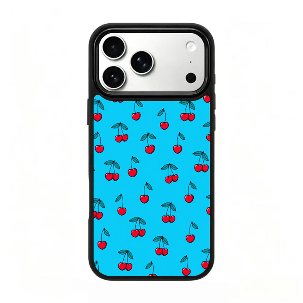 Compatible with iPhone 18 Pro & 17 Pro Water Series PC Silicone Magnetic Phone Case - Aqua Cherry Tapestry